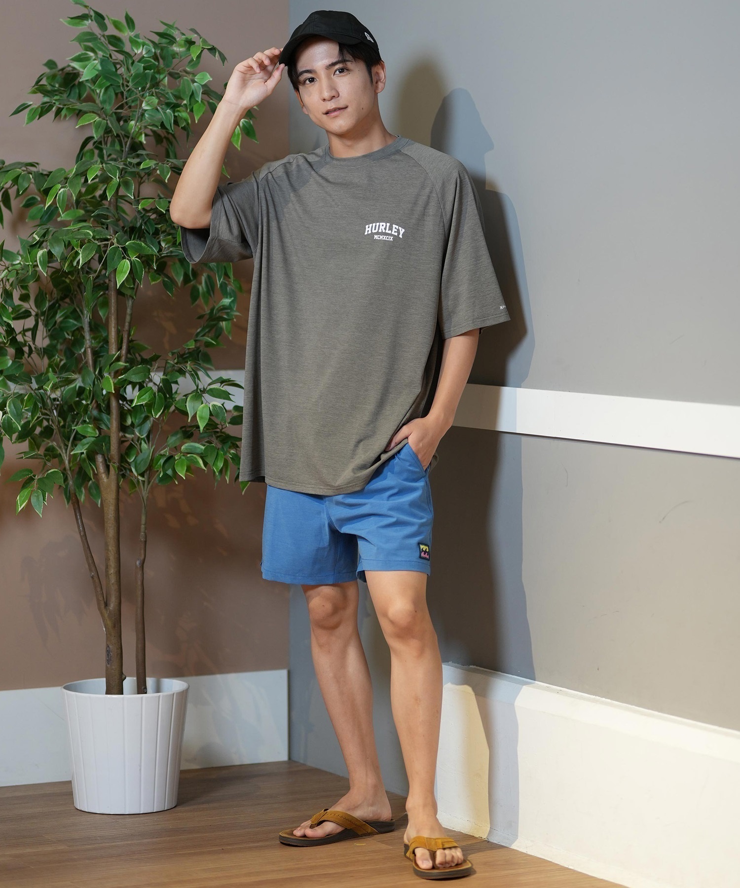 Hurley ハーレー ラッシュガード メンズ 半袖 Tシャツ バックプリント オーバーサイズ UVカット MUSS251035(WHT-M)