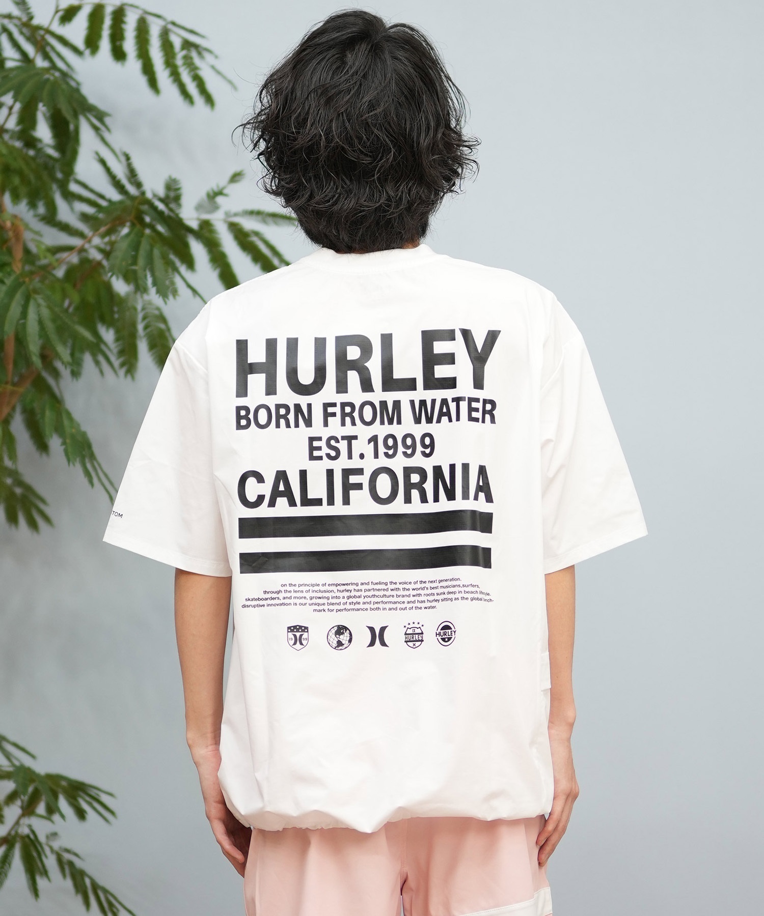 Hurley ハーレー ラッシュガード 半袖 メンズ Tシャツ バックプリント オーバーサイズ 水陸両用 UVカット MUSS251085(WHT-M)