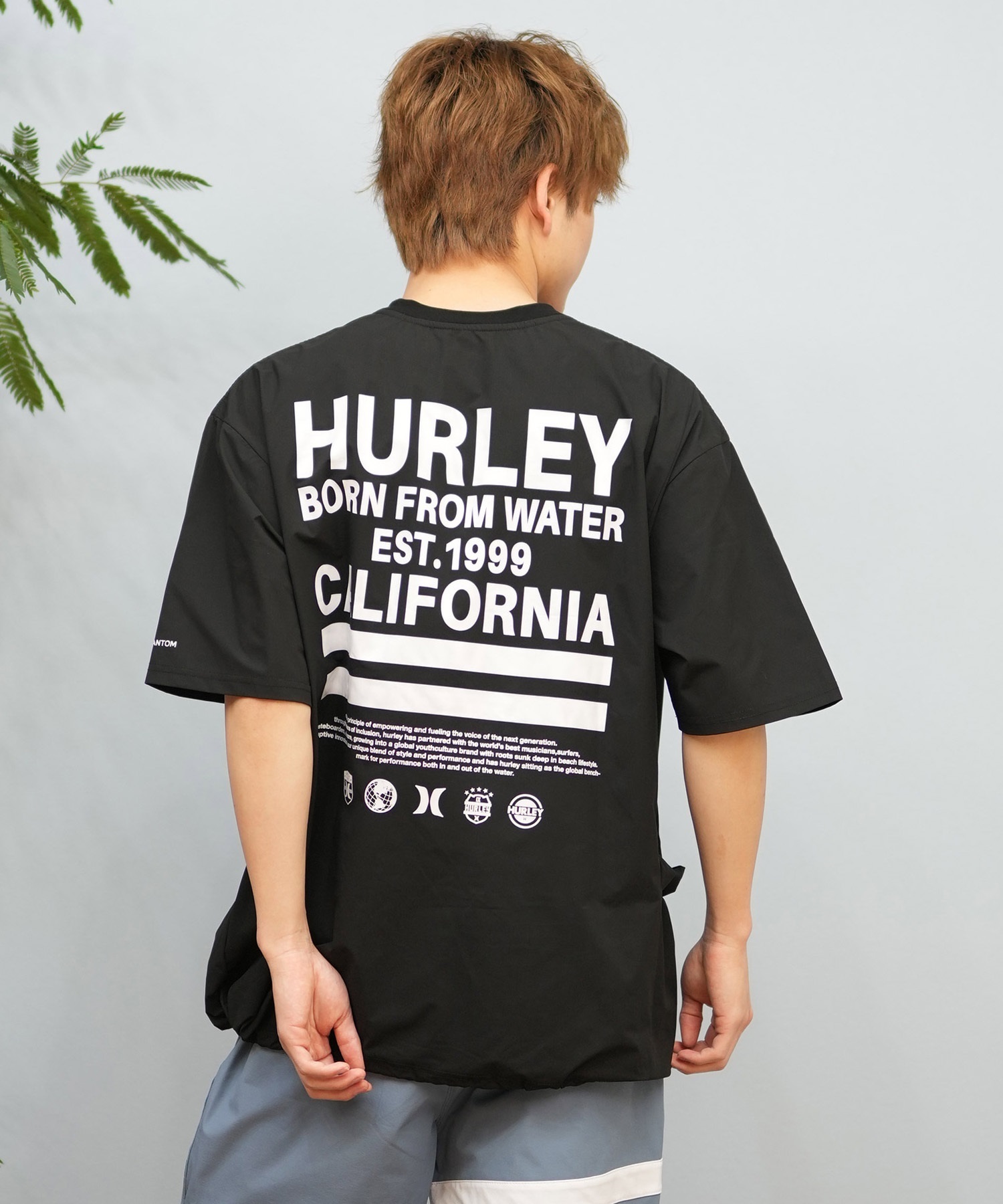 Hurley ハーレー ラッシュガード 半袖 メンズ Tシャツ バックプリント オーバーサイズ 水陸両用 UVカット MUSS251085(WHT-M)