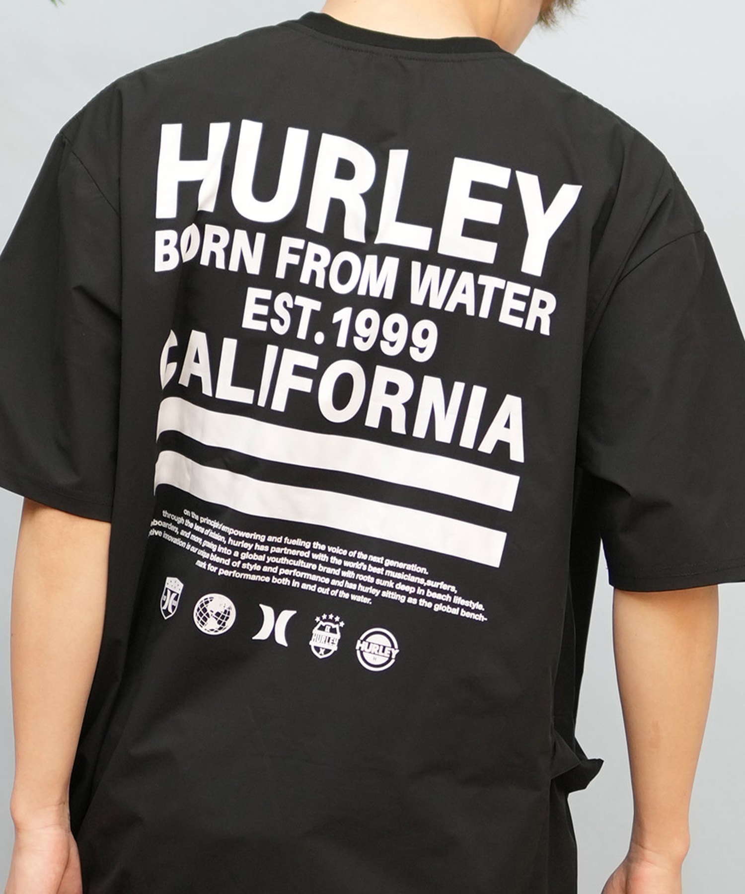 Hurley ハーレー ラッシュガード 半袖 メンズ Tシャツ バックプリント オーバーサイズ 水陸両用 UVカット MUSS251085(WHT-M)