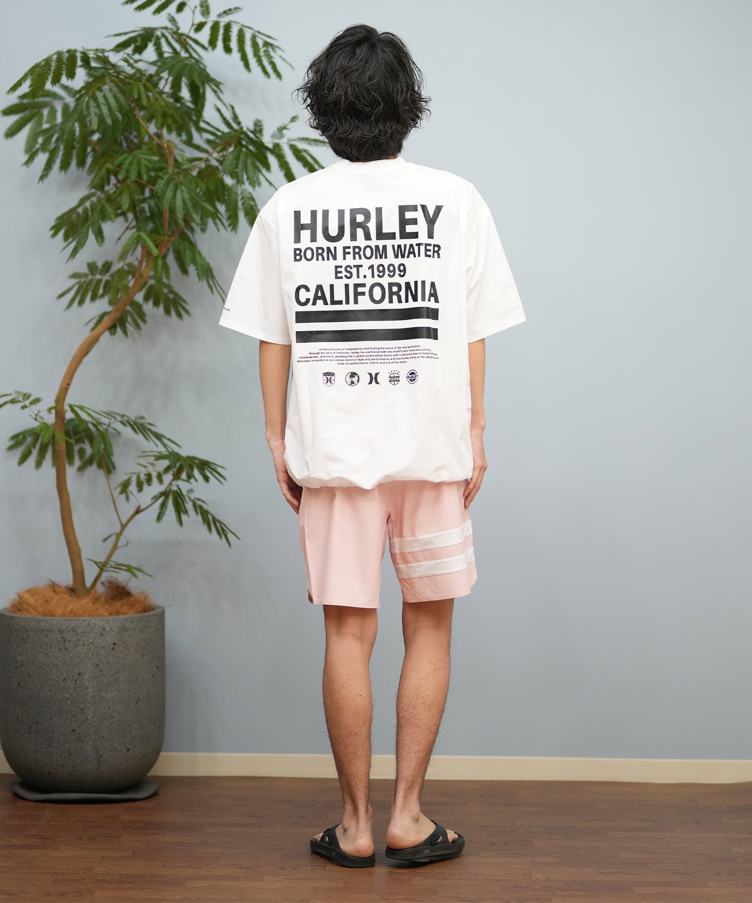 Hurley ハーレー ラッシュガード 半袖 メンズ Tシャツ バックプリント オーバーサイズ 水陸両用 UVカット MUSS251085(WHT-M)