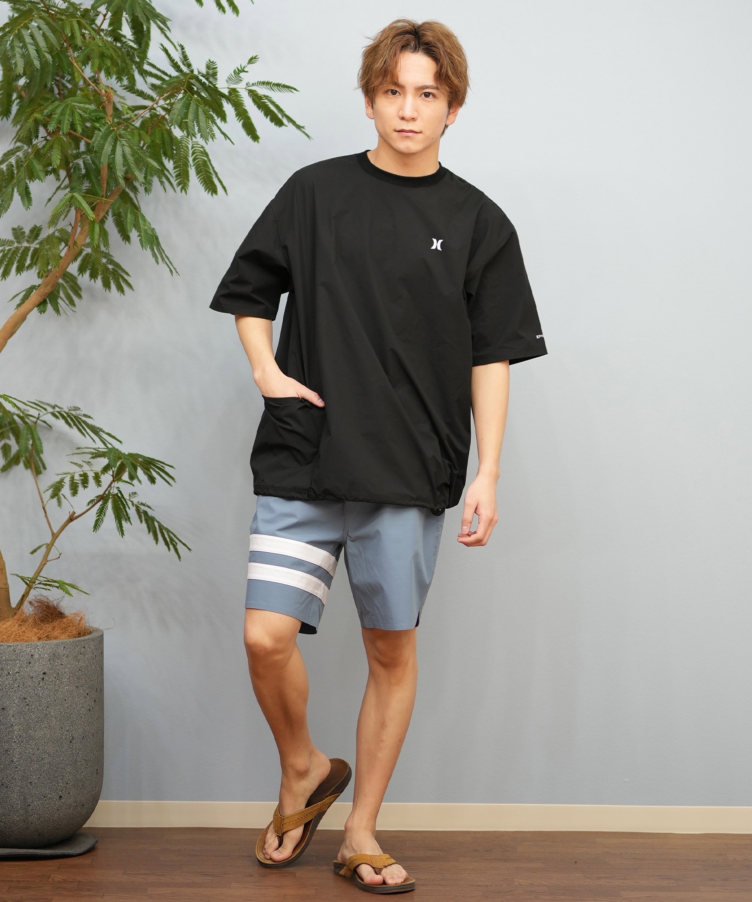 Hurley ハーレー ラッシュガード 半袖 メンズ Tシャツ バックプリント オーバーサイズ 水陸両用 UVカット MUSS251085(WHT-M)