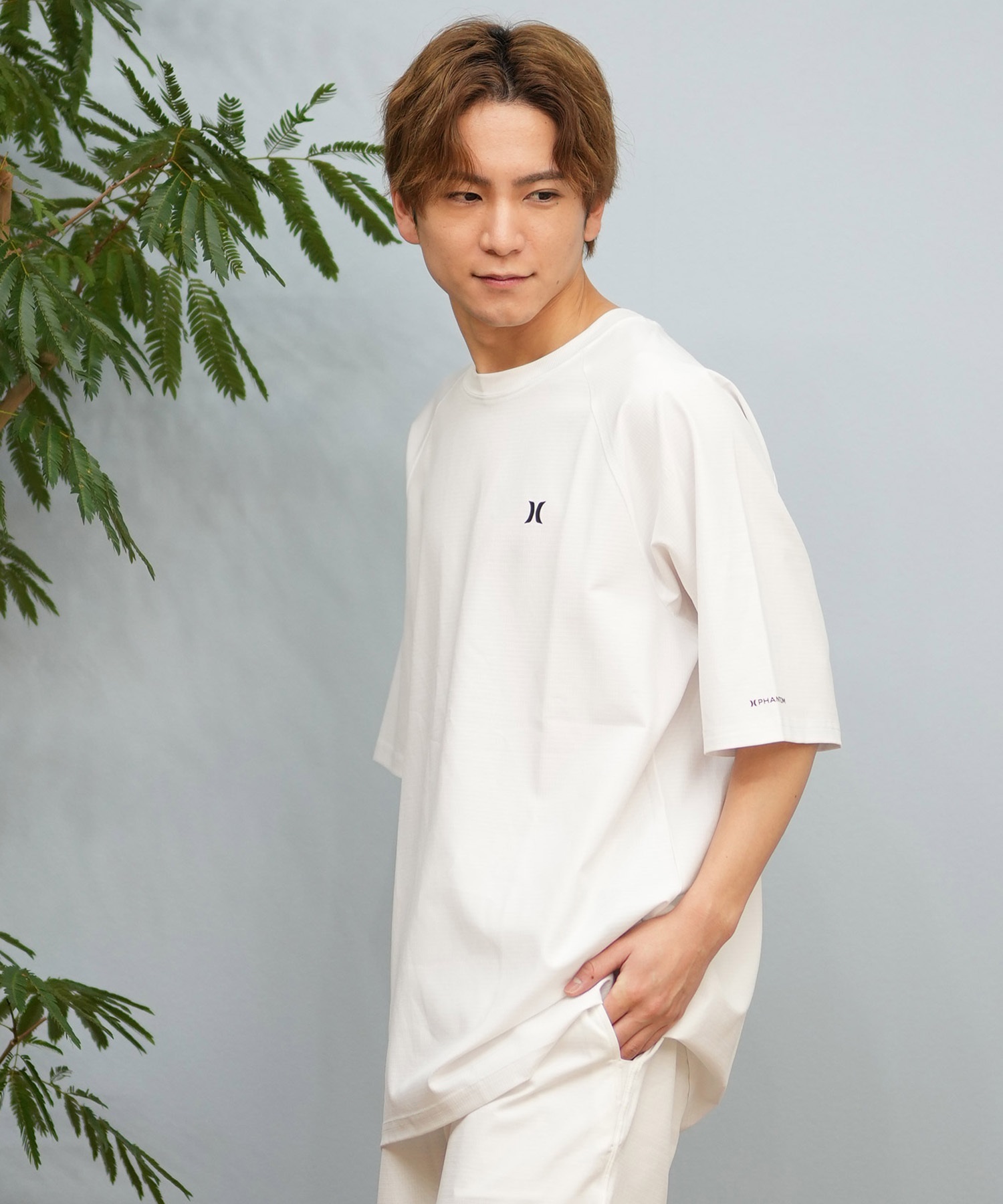 Hurley ハーレー 水着 ラッシュガード 半袖 Tシャツ メンズ ワンポイント ロゴ 水陸両用 撥水 吸水速乾 MUSS251089(WHT-M)