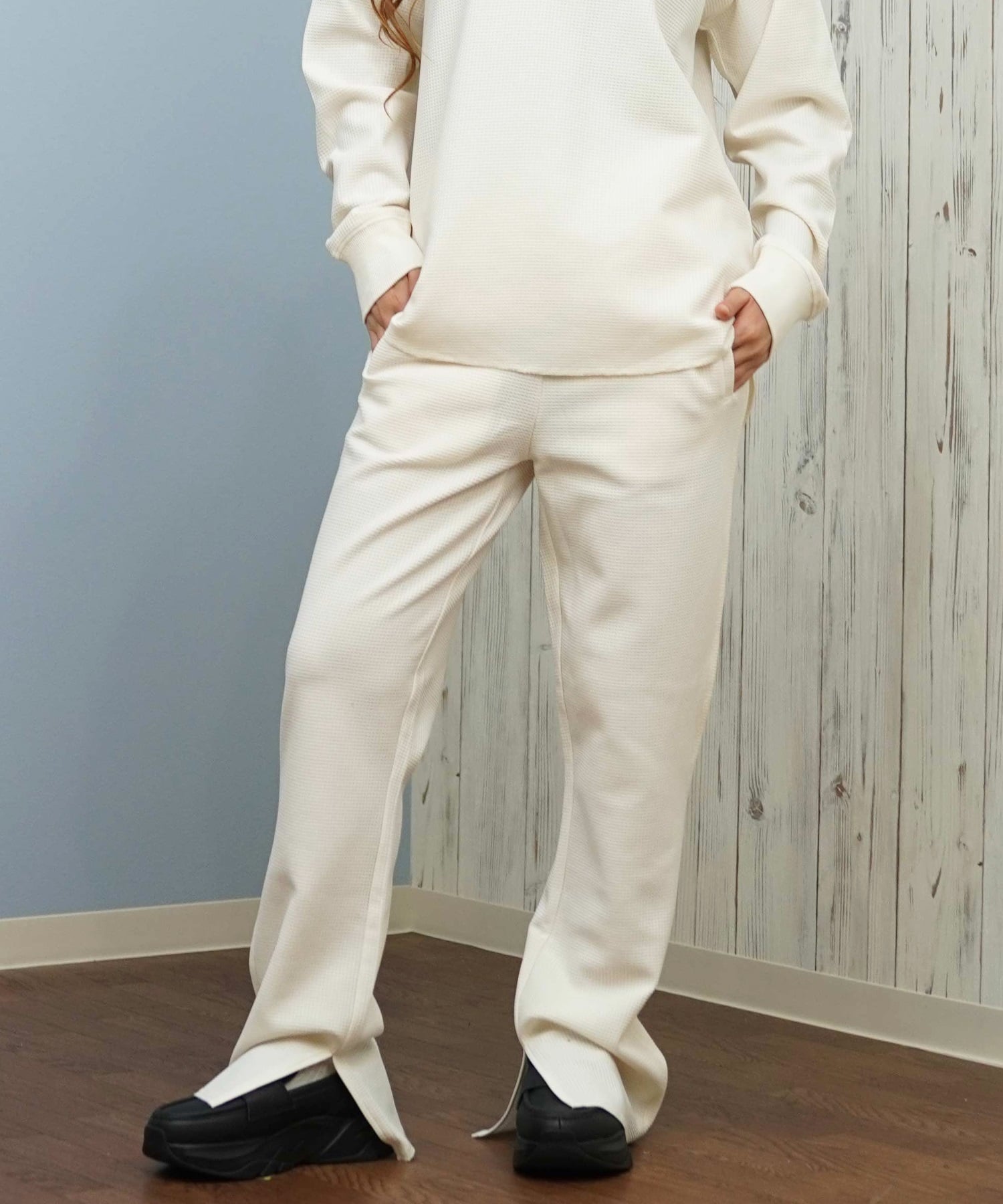 Hurley ハーレー ロングパンツ レディース サーマル ワッフル素材 ロゴ ワンポイント セットアップ対応 THERMAL PANTS WCPT252049(OWHT-M)