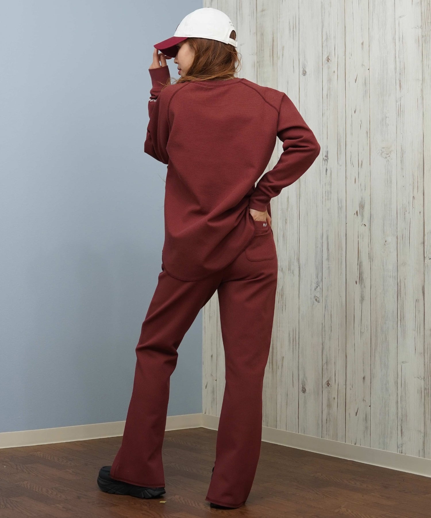 Hurley ハーレー ロングパンツ レディース サーマル ワッフル素材 ロゴ ワンポイント セットアップ対応 THERMAL PANTS WCPT252049(OWHT-M)