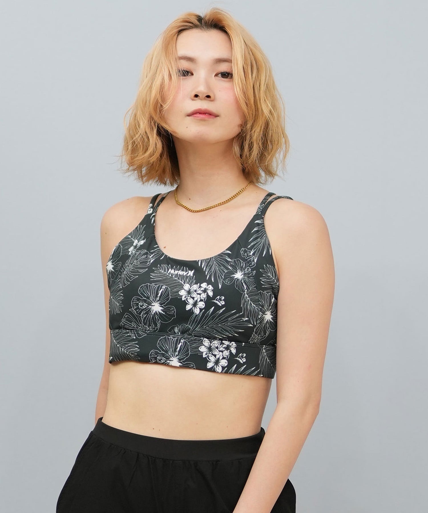 Hurley ハーレー 水着 レディース フィットネス トレーニングウェア スポーツブラ 水陸両用 UVカット WASB251052(BLK-S)