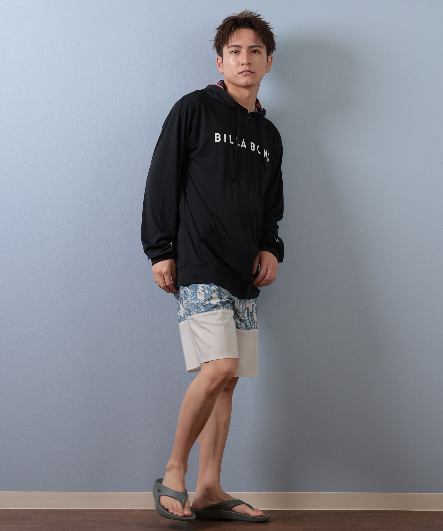 BILLABONG ビラボン 水着 ラッシュガード ジップアップ パーカー メンズ 長袖 ロゴ UVカット BF01A-852(BLK-S)