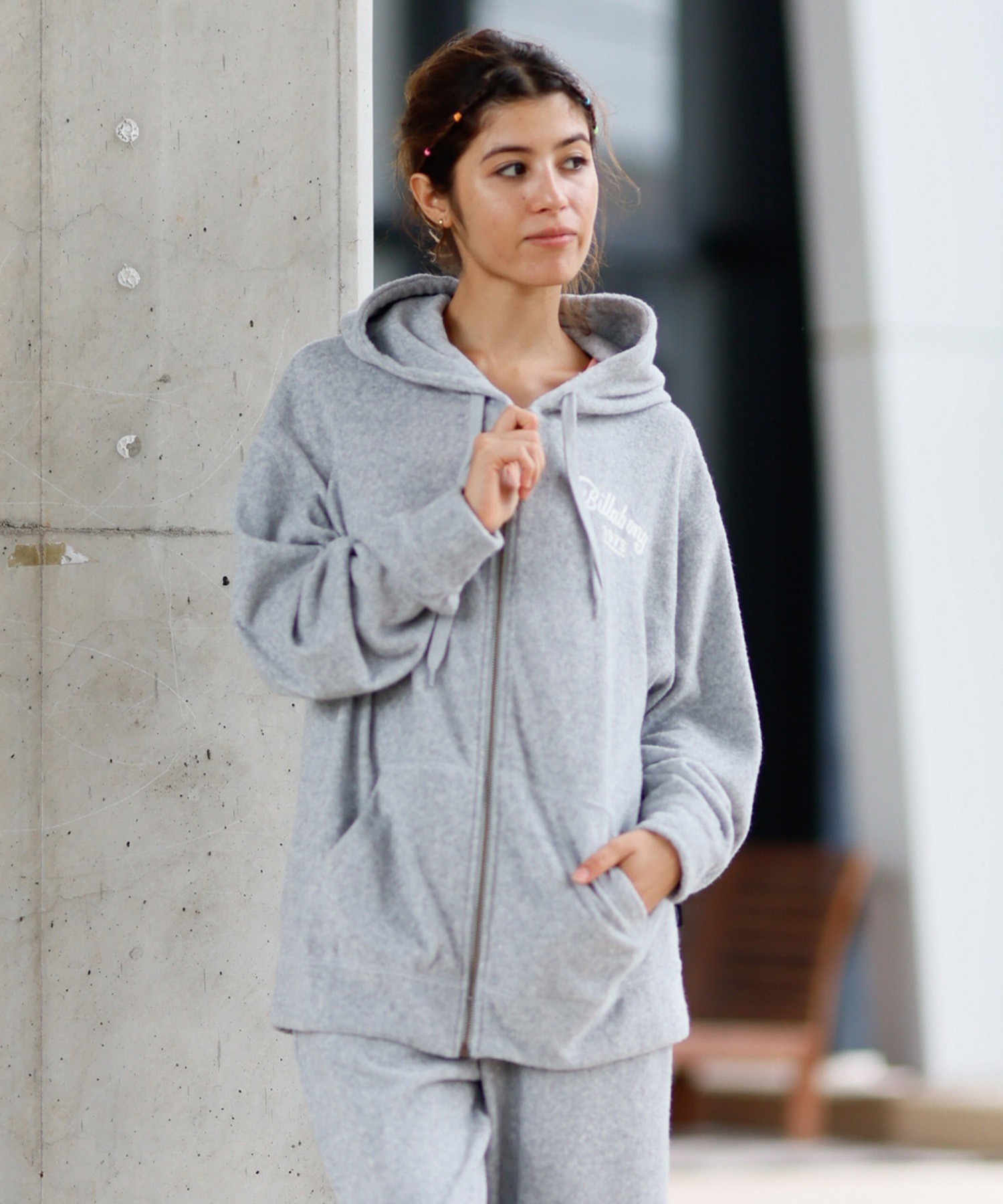 BILLABONG ビラボン パーカー ジップアップ レディース パイル生地 バックロゴ セットアップ対応 BF013-007(SCS-M)