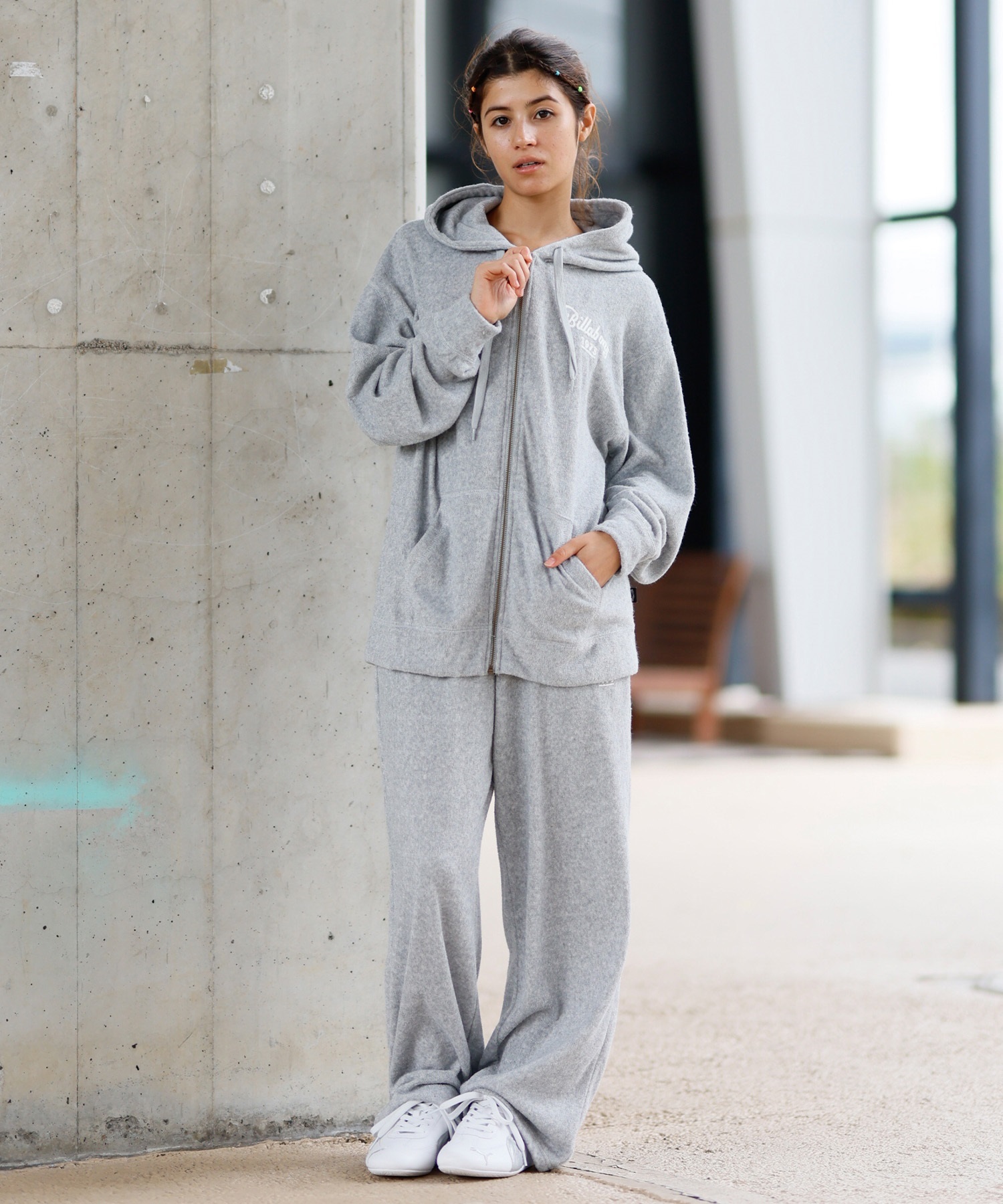 BILLABONG ビラボン パーカー ジップアップ レディース パイル生地 バックロゴ セットアップ対応 BF013-007(SCS-M)