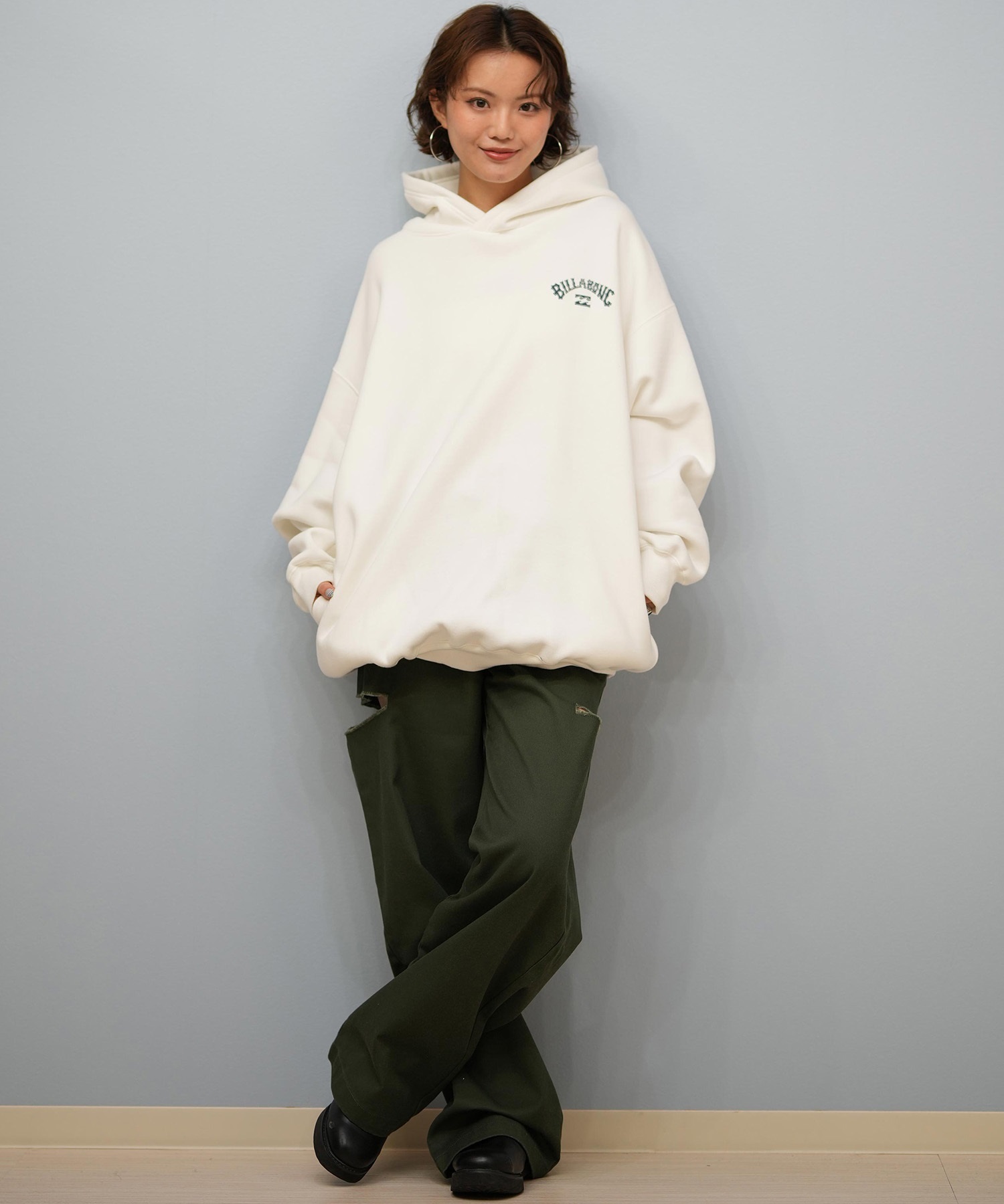 BILLABONG ビラボン プルオーバー パーカー レディース オーバーサイズ バックプリント 裏起毛 BF014-016(OFB-M)