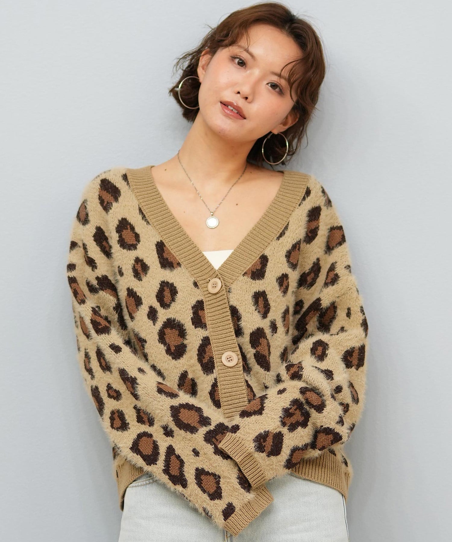 BILLABONG ビラボン ニット セーター カーディガン レディース ヒョウ柄 レオパード柄 バックプリント BF014-U05 ムラサキスポーツ限定(BLK-M)