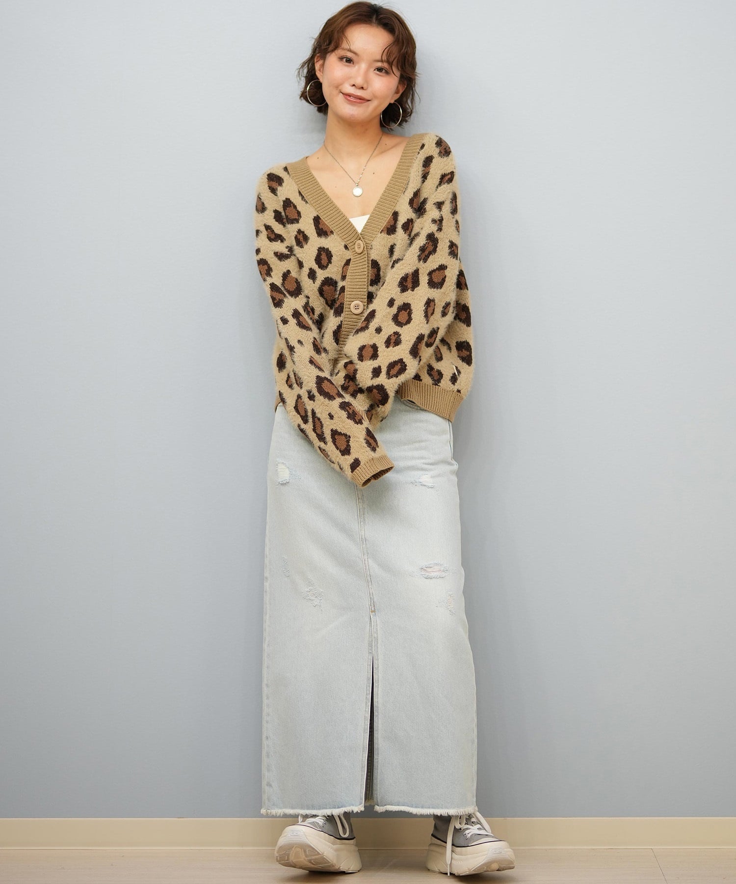 BILLABONG ビラボン ニット セーター カーディガン レディース ヒョウ柄 レオパード柄 バックプリント BF014-U05 ムラサキスポーツ限定(BLK-M)