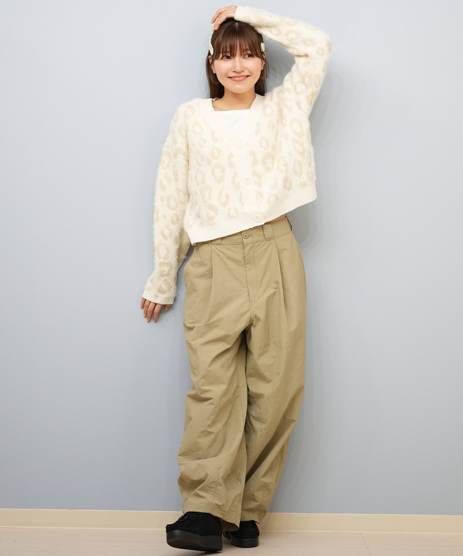 BILLABONG ビラボン ニット セーター カーディガン レディース ヒョウ柄 レオパード柄 バックプリント BF014-U05 ムラサキスポーツ限定(BLK-M)