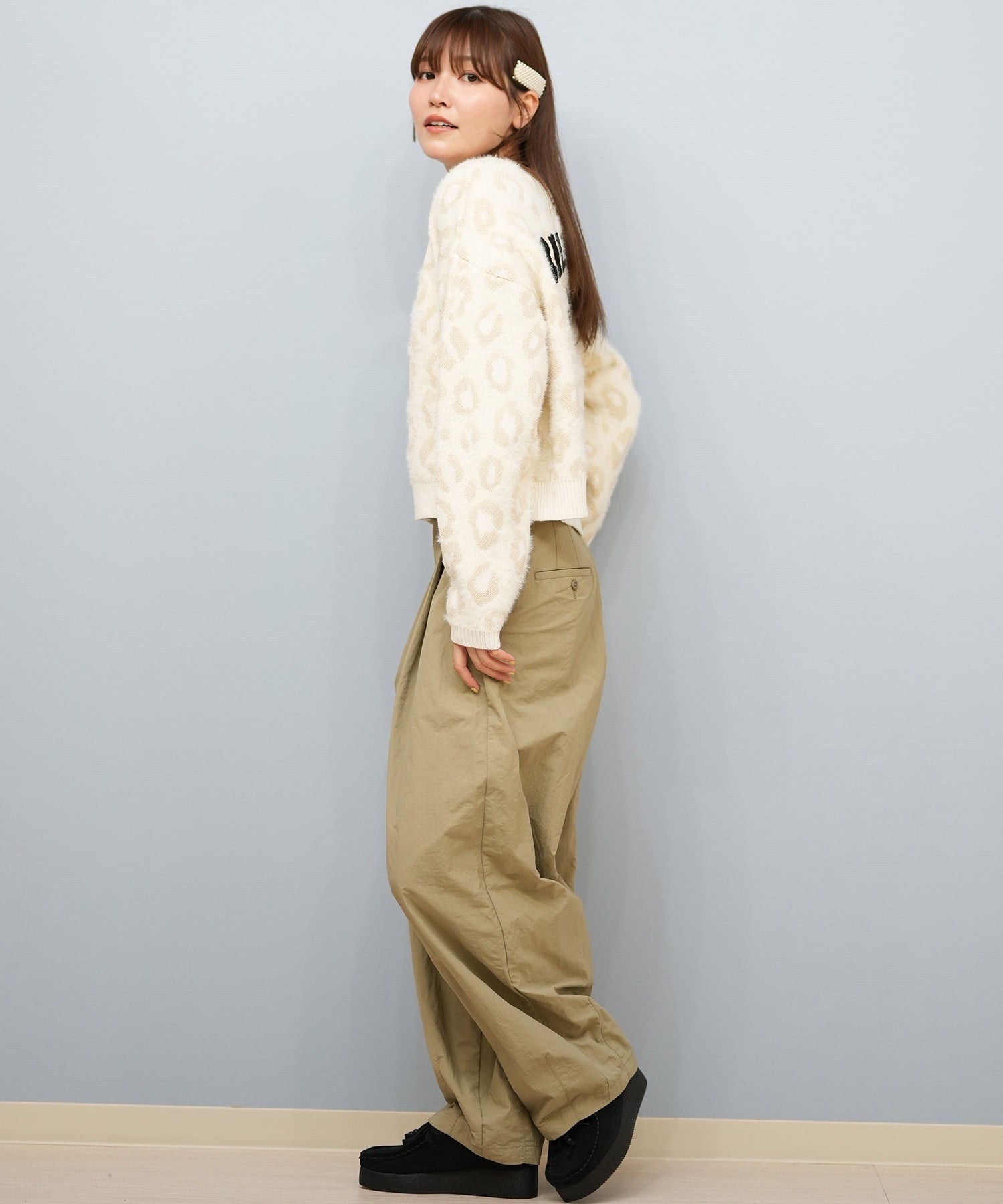 BILLABONG ビラボン ニット セーター カーディガン レディース ヒョウ柄 レオパード柄 バックプリント BF014-U05 ムラサキスポーツ限定(BLK-M)