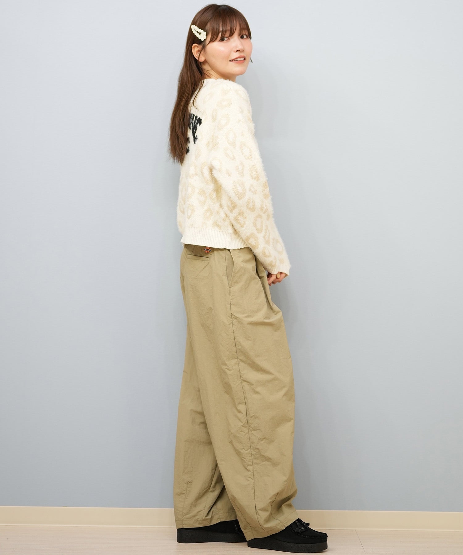 BILLABONG ビラボン ニット セーター カーディガン レディース ヒョウ柄 レオパード柄 バックプリント BF014-U05 ムラサキスポーツ限定(BLK-M)