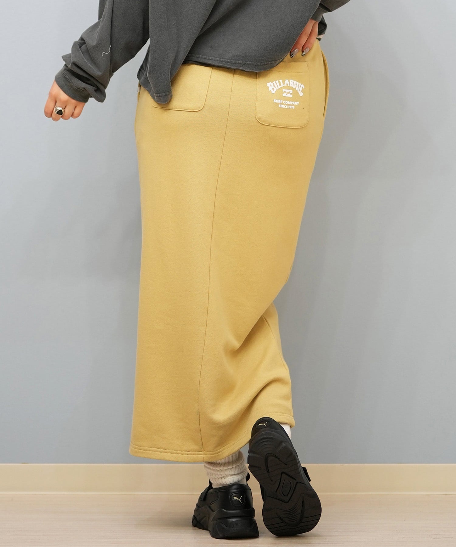 BILLABONG ビラボン スカート レディース ロングスカート スウェット  スリット BF014-U07 ムラサキスポーツ限定(BLK-M)