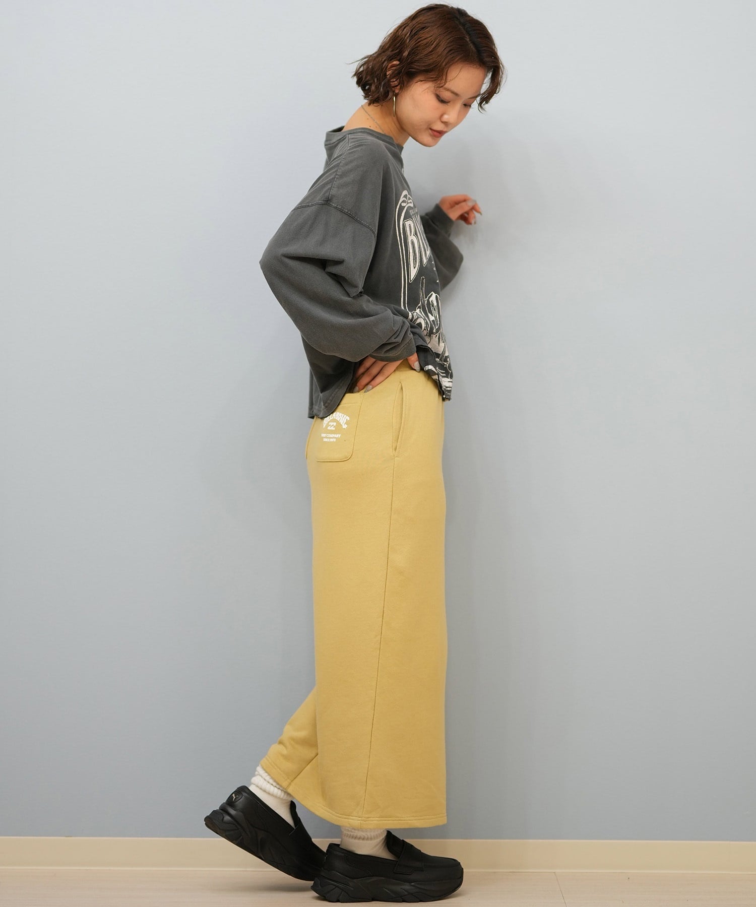 BILLABONG ビラボン スカート レディース ロングスカート スウェット  スリット BF014-U07 ムラサキスポーツ限定(BLK-M)