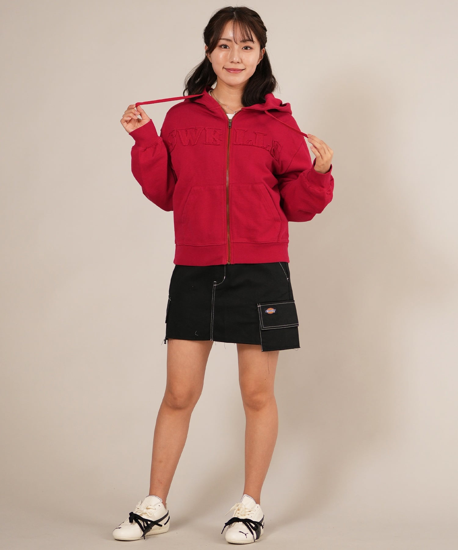 RIKKA FEMME リッカファム ジップアップ パーカー レディース スウェット フーディー ロゴ ワッペン 裏毛 セットアップ対応 RF25FW09(CGY-FREE)