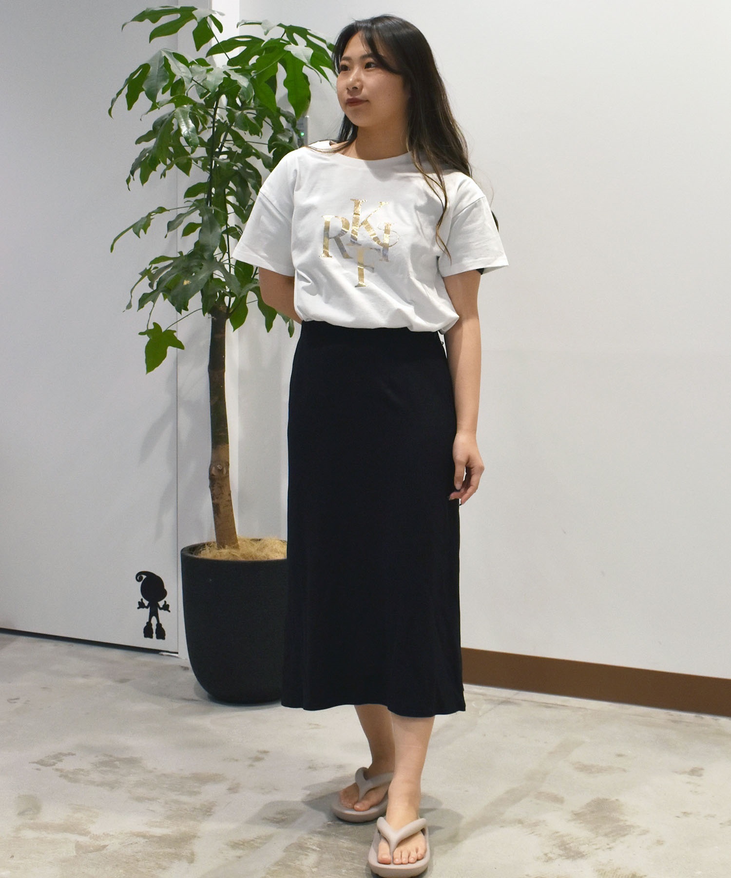RIKKA FEMME リッカファム 半袖 Tシャツ レディース 箔プリント RF25SS09(WT/GD-FREE)