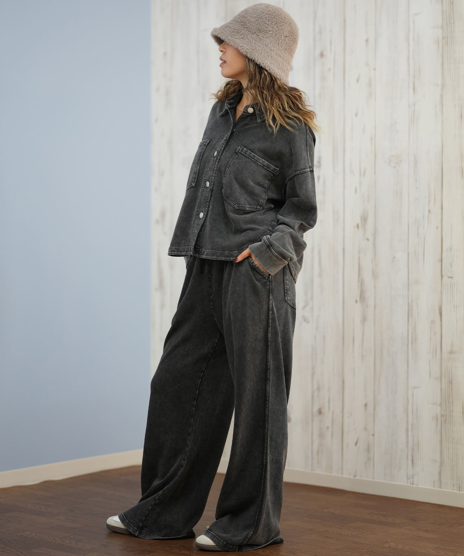 RIKKA FEMME リッカファム ロングパンツ レディース デニム スウェットパンツ セットアップ対応 RF25FW20(BLK-SM)