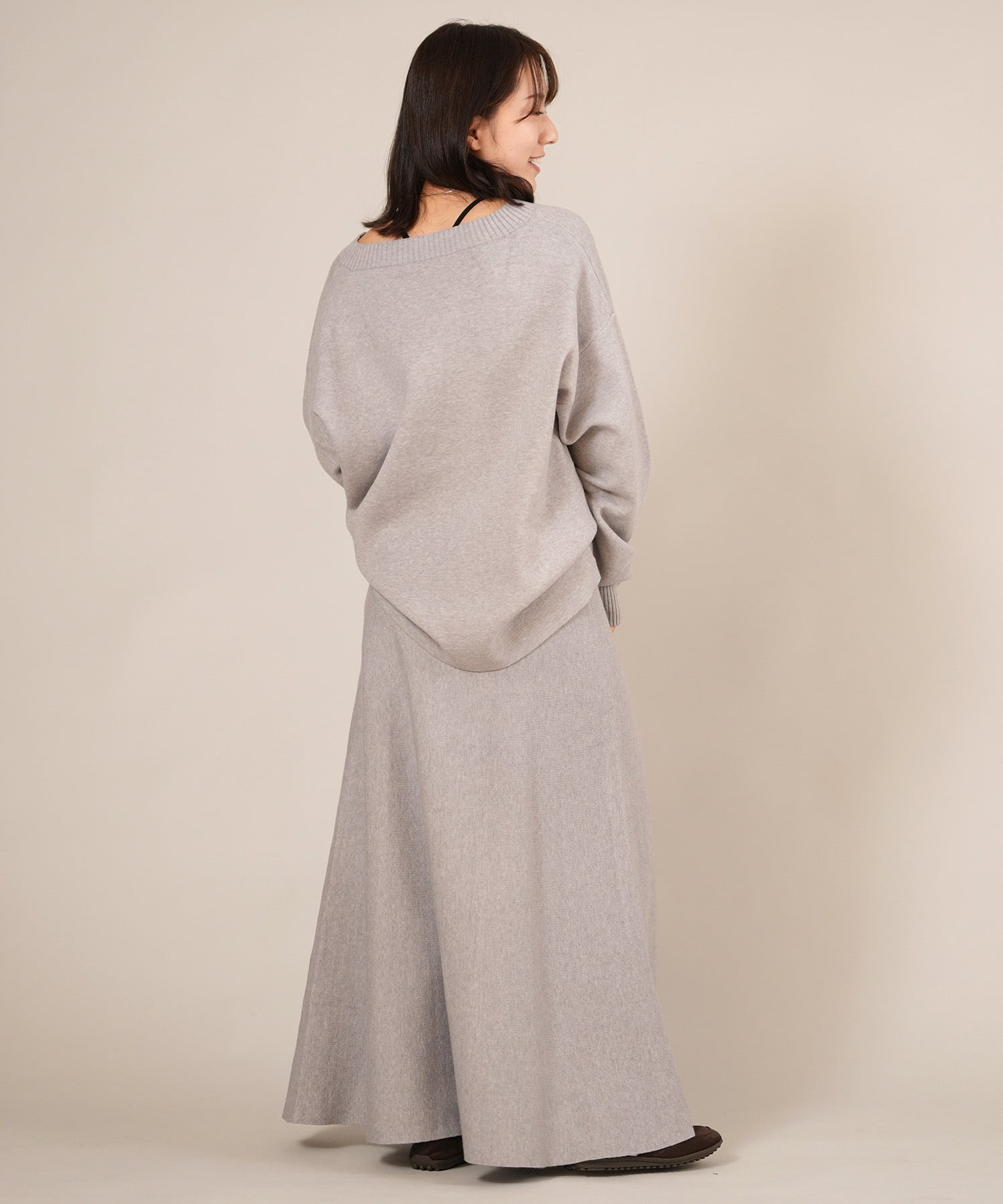 RIKKA FEMME リッカファム ロングスカート レディース リブニットスカート セットアップ対応 RF25FW15(GRY-FREE)