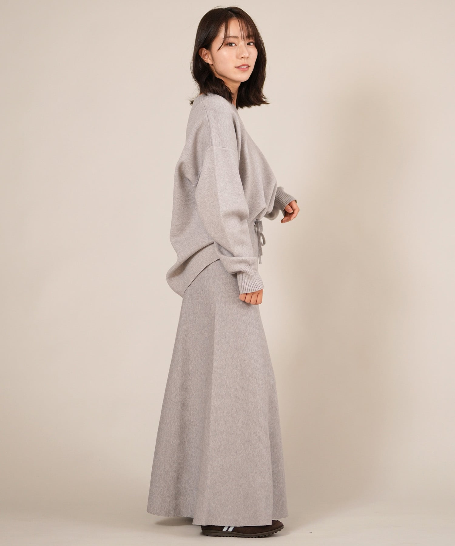RIKKA FEMME リッカファム ロングスカート レディース リブニットスカート セットアップ対応 RF25FW15(GRY-FREE)
