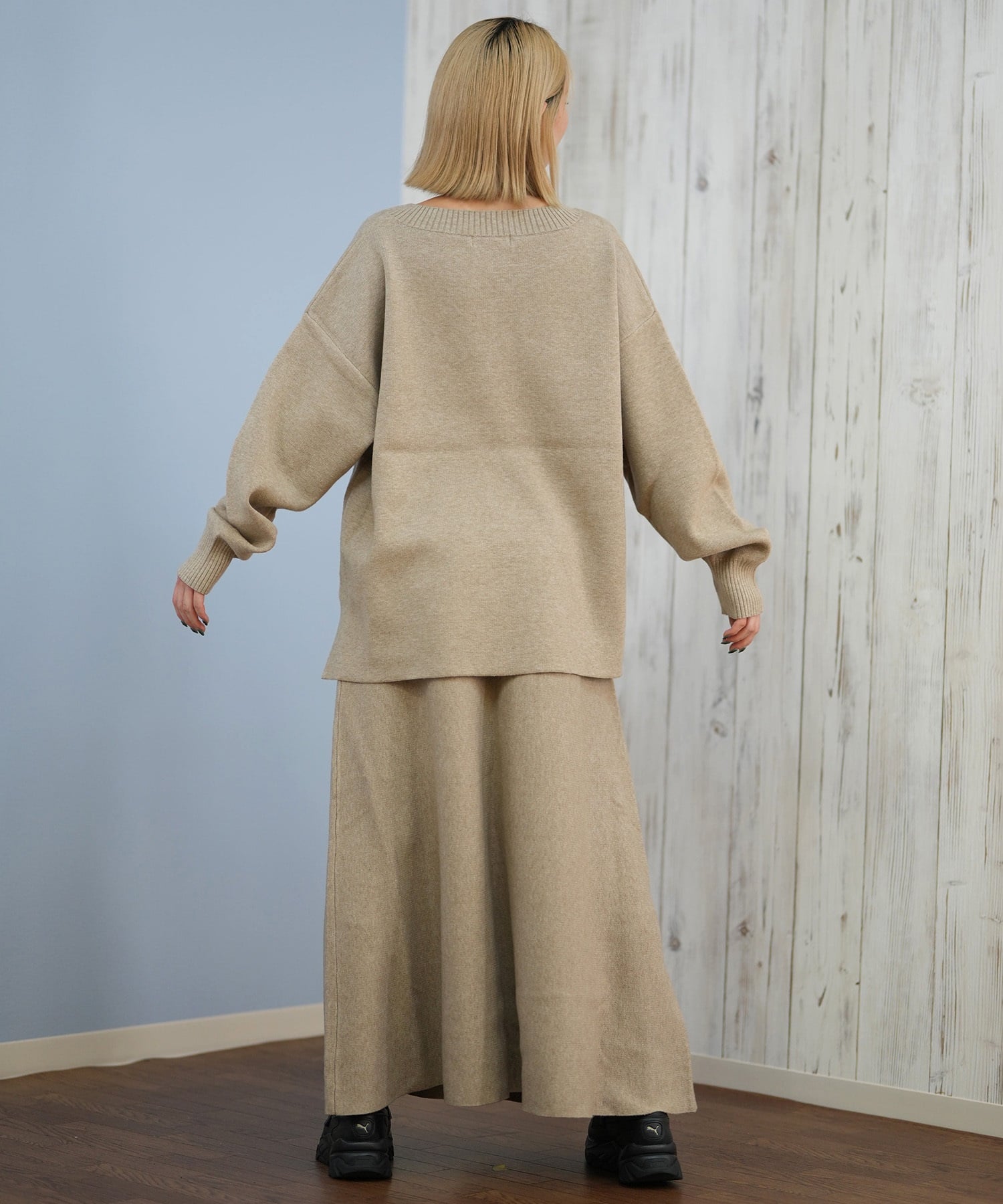 RIKKA FEMME リッカファム ロングスカート レディース リブニットスカート セットアップ対応 RF25FW15(GRY-FREE)