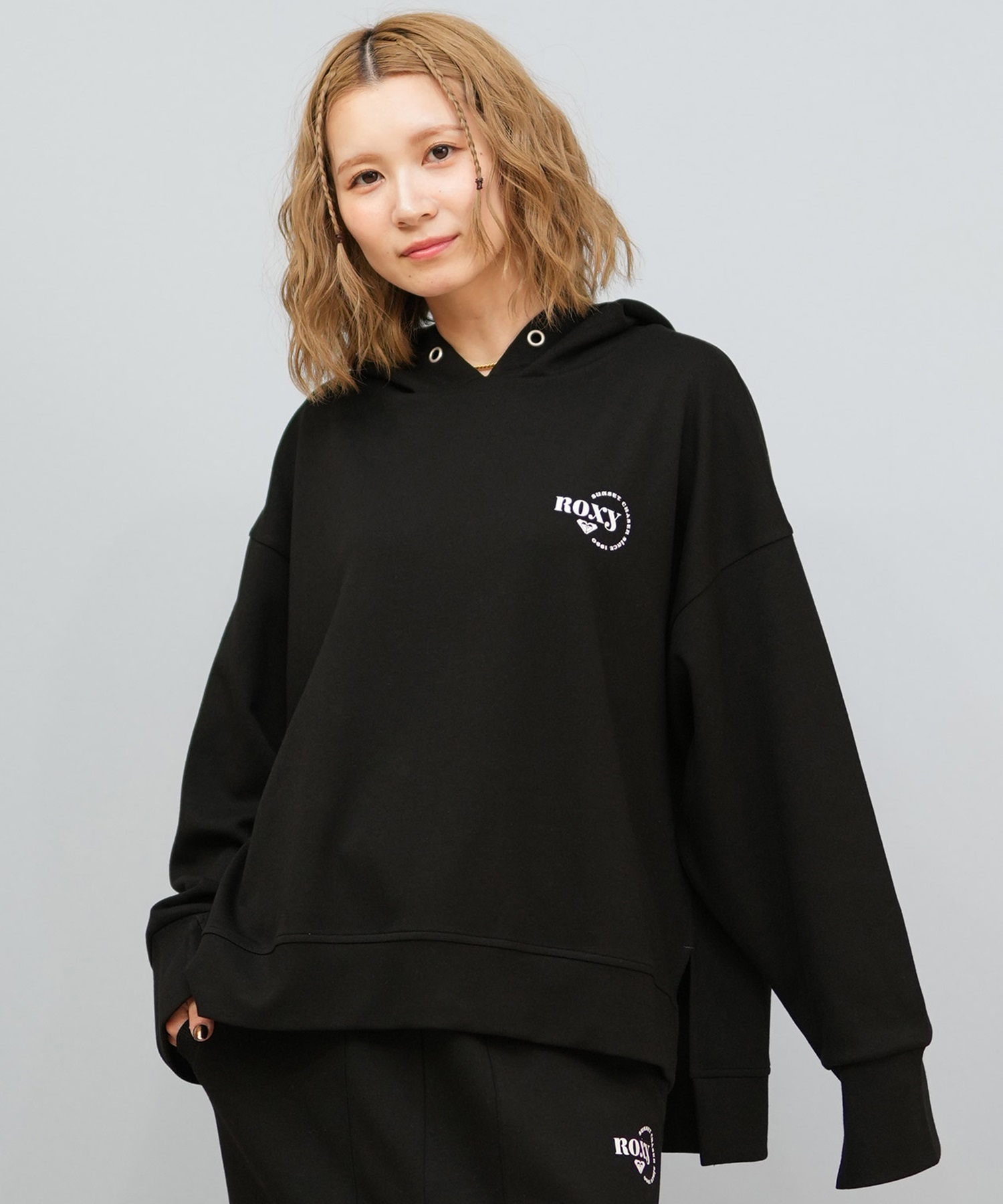 ROXY ロキシー プルオーバー パーカー レディース フーディー ロゴ ワンポイント オーバーサイズ セットアップ対応 RPO254610M(BLK-M)