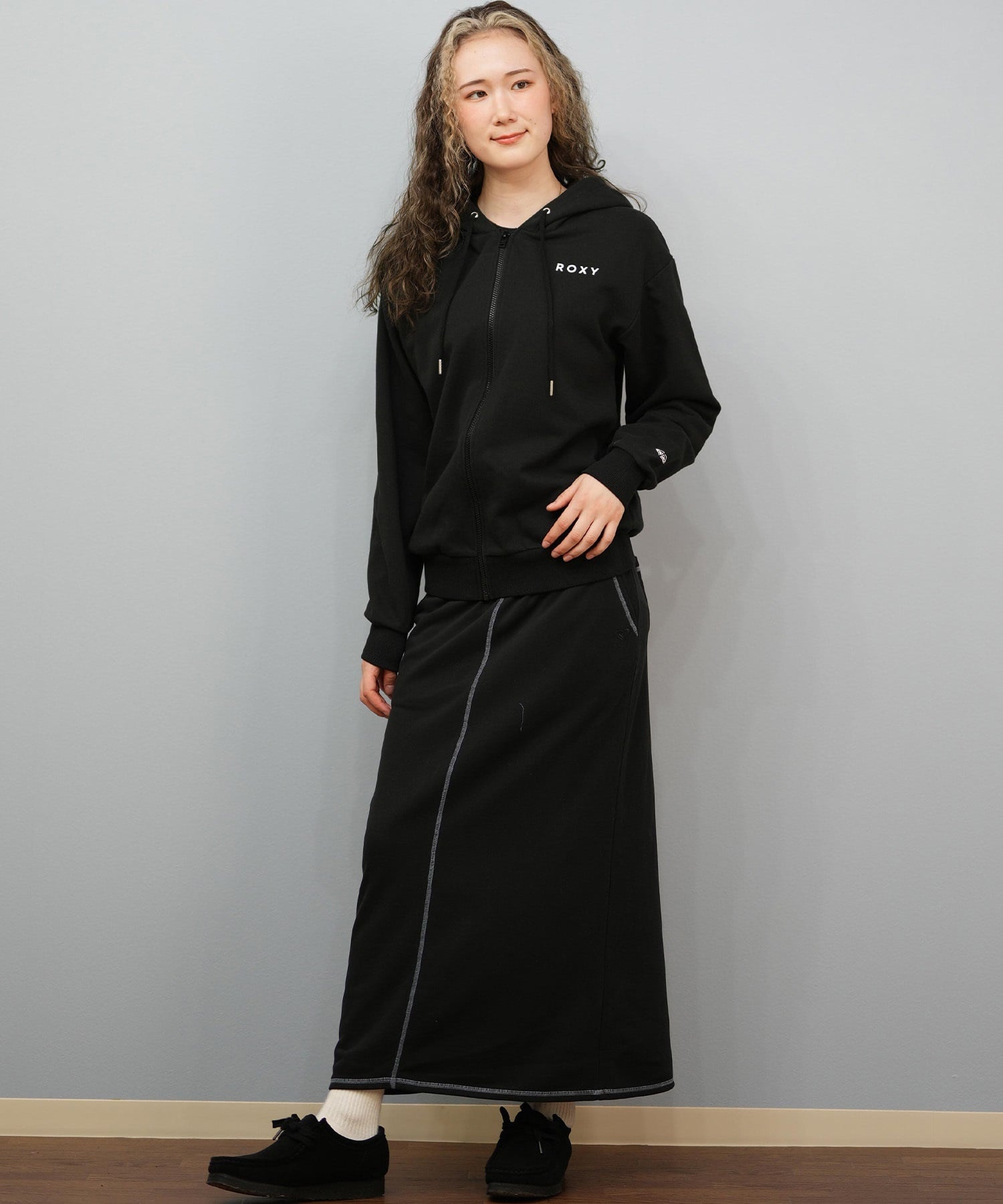 ROXY ロキシー ジップアップ パーカー レディース バックプリント ロゴ HISTORICAL LOGO ZIP HOODIE RZP254027(BLK-M)