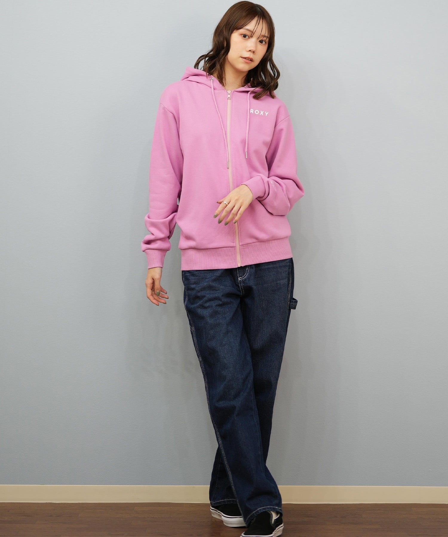 ROXY ロキシー ジップアップ パーカー レディース バックプリント ロゴ HISTORICAL LOGO ZIP HOODIE RZP254027(BLK-M)