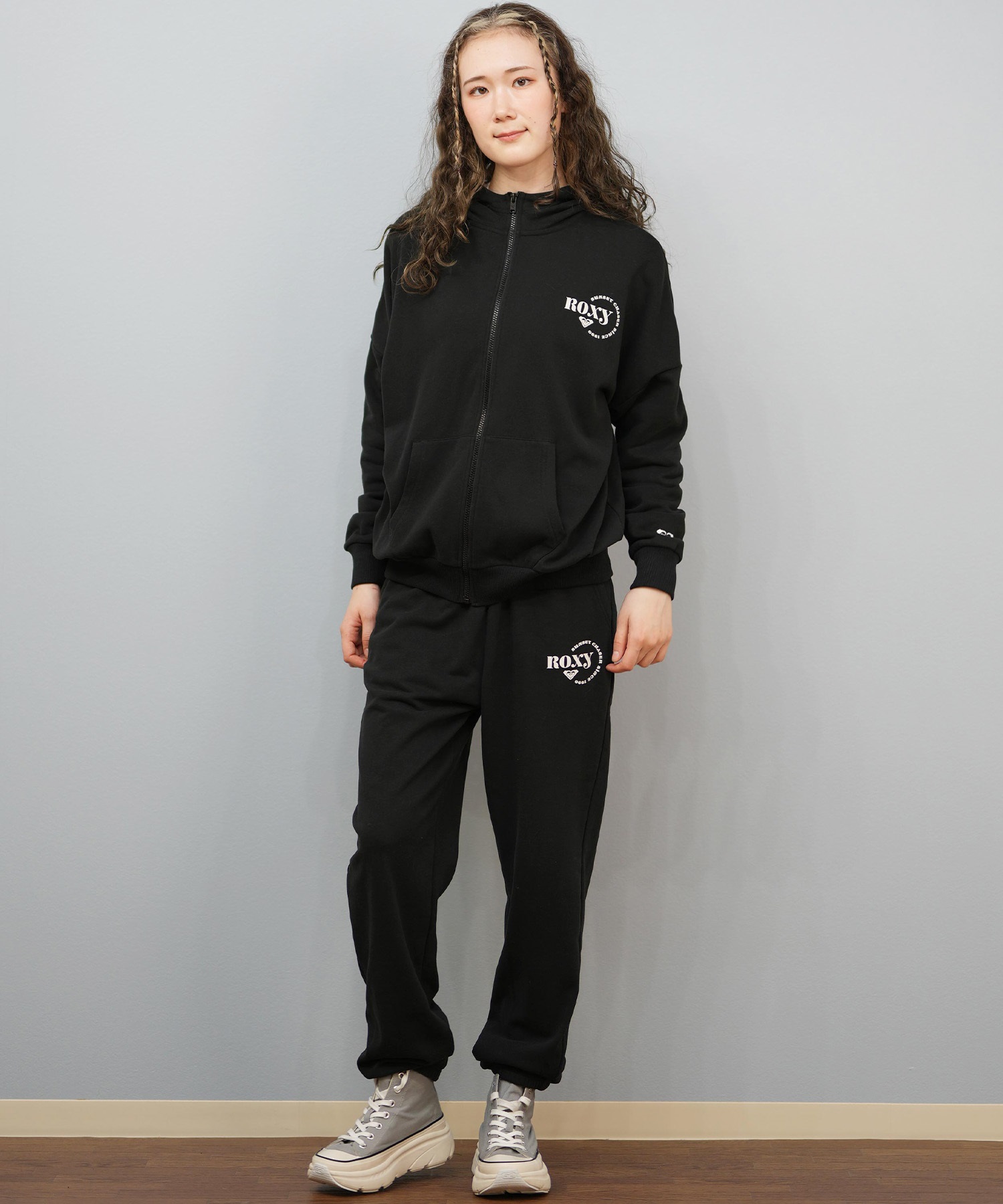 ROXY ロキシー ジップアップ パーカー レディース ロゴ シンプル JIVY ZIP HOODIE RZP254029(BLK-M)