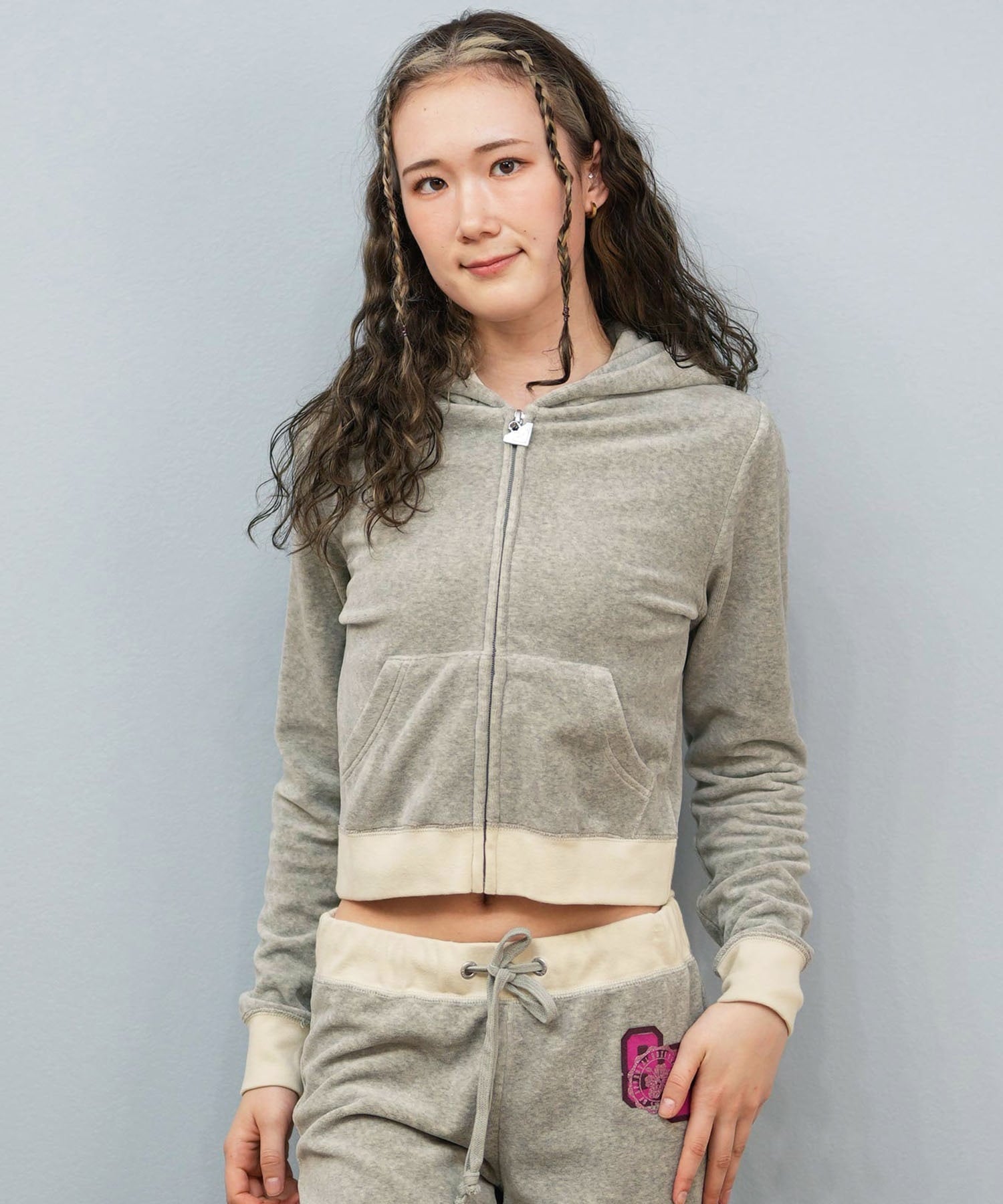 ROXY ロキシー × MANA ジップアップ パーカー レディース ベロア ショート丈 セットアップ対応 ROXY CRUISERS RZP254617T(NVY-M)