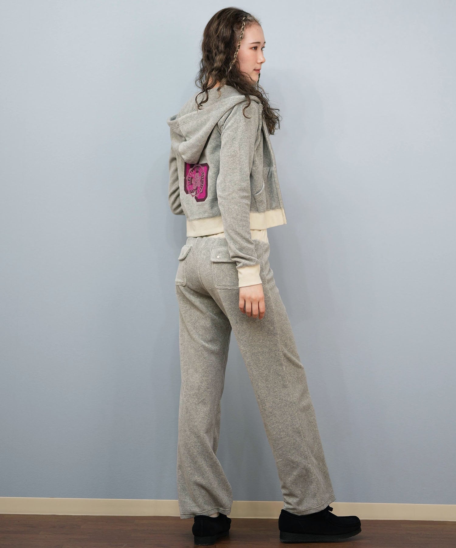 ROXY ロキシー × MANA ジップアップ パーカー レディース ベロア ショート丈 セットアップ対応 ROXY CRUISERS RZP254617T(NVY-M)