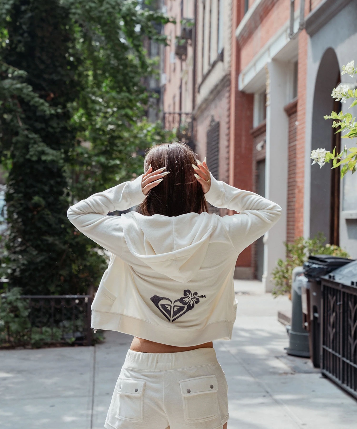 ROXY ロキシー × MANA ジップアップ パーカー レディース ベロア ショート丈 セットアップ対応 ROXY CRUISERS RZP254617T(NVY-M)