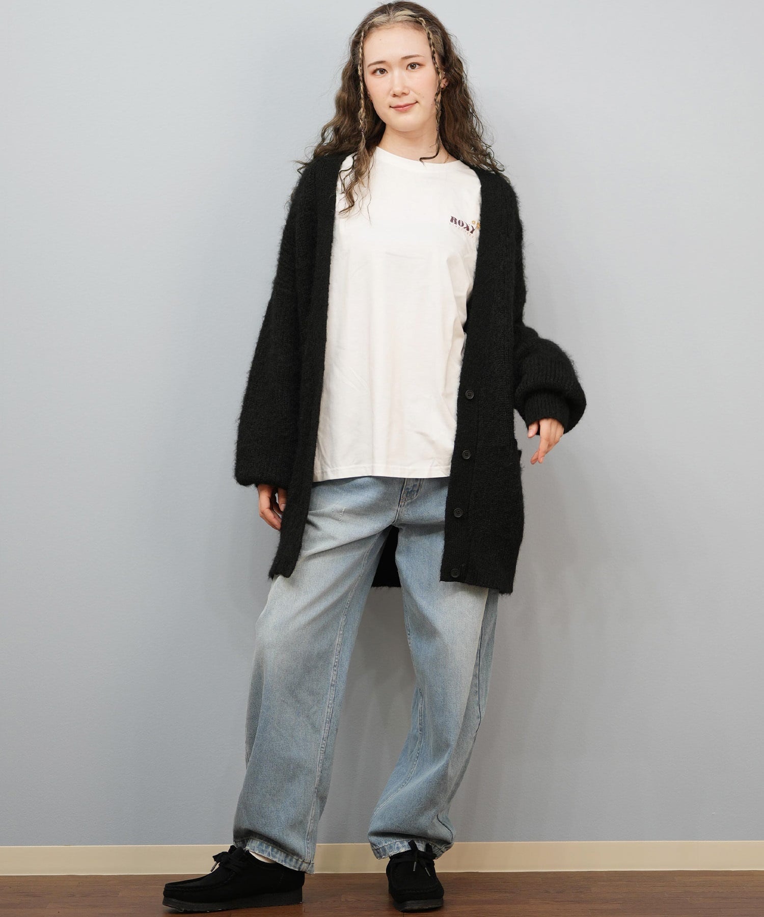 ROXY ロキシー ニット セーター カーディガン レディース ロング シンプル ロゴ MY HEART ウィメンズ カーディガン RSR254602T(BLK-M)