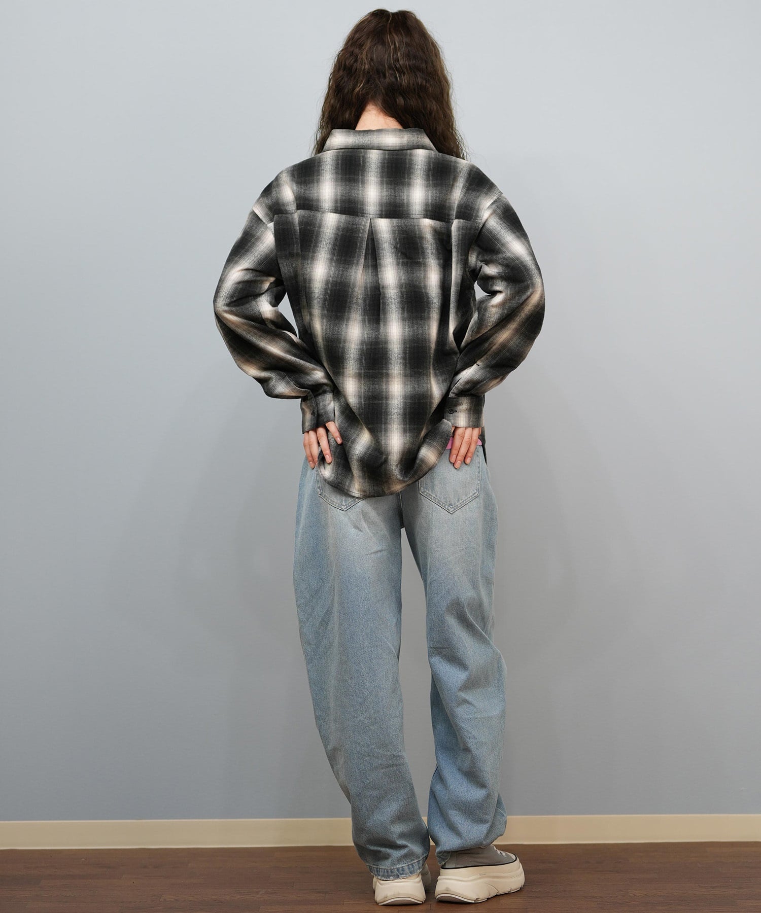 ROXY ロキシー 長袖 シャツ レディース チェック ロゴ LOOK UP シャツ RSH254045(BLK-M)