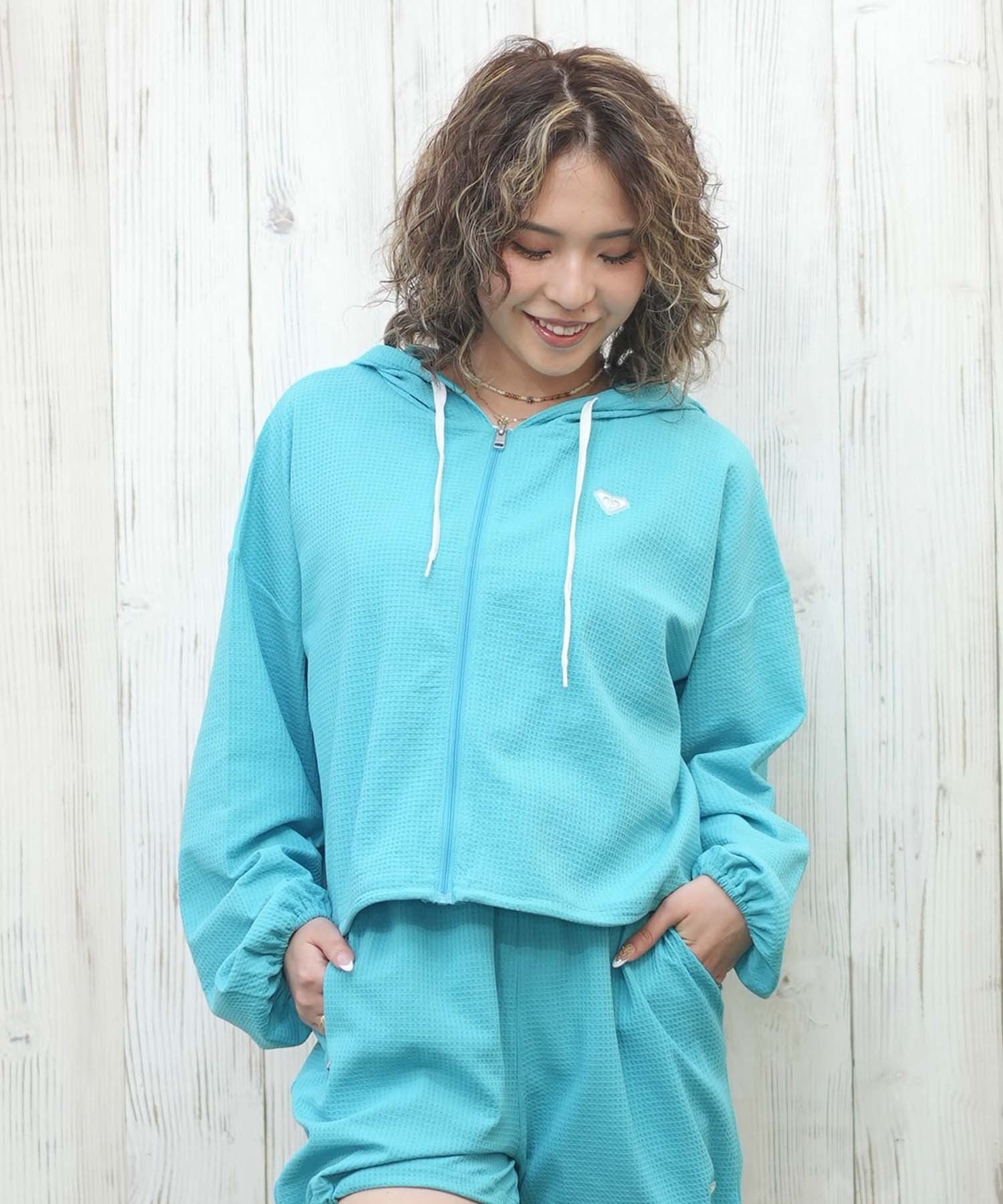 ROXY ロキシー ラッシュガード レディース パーカー ジップアップ 長袖 水陸両用 UVカット SEASIDE BLUE RLY251049(BLK-M)