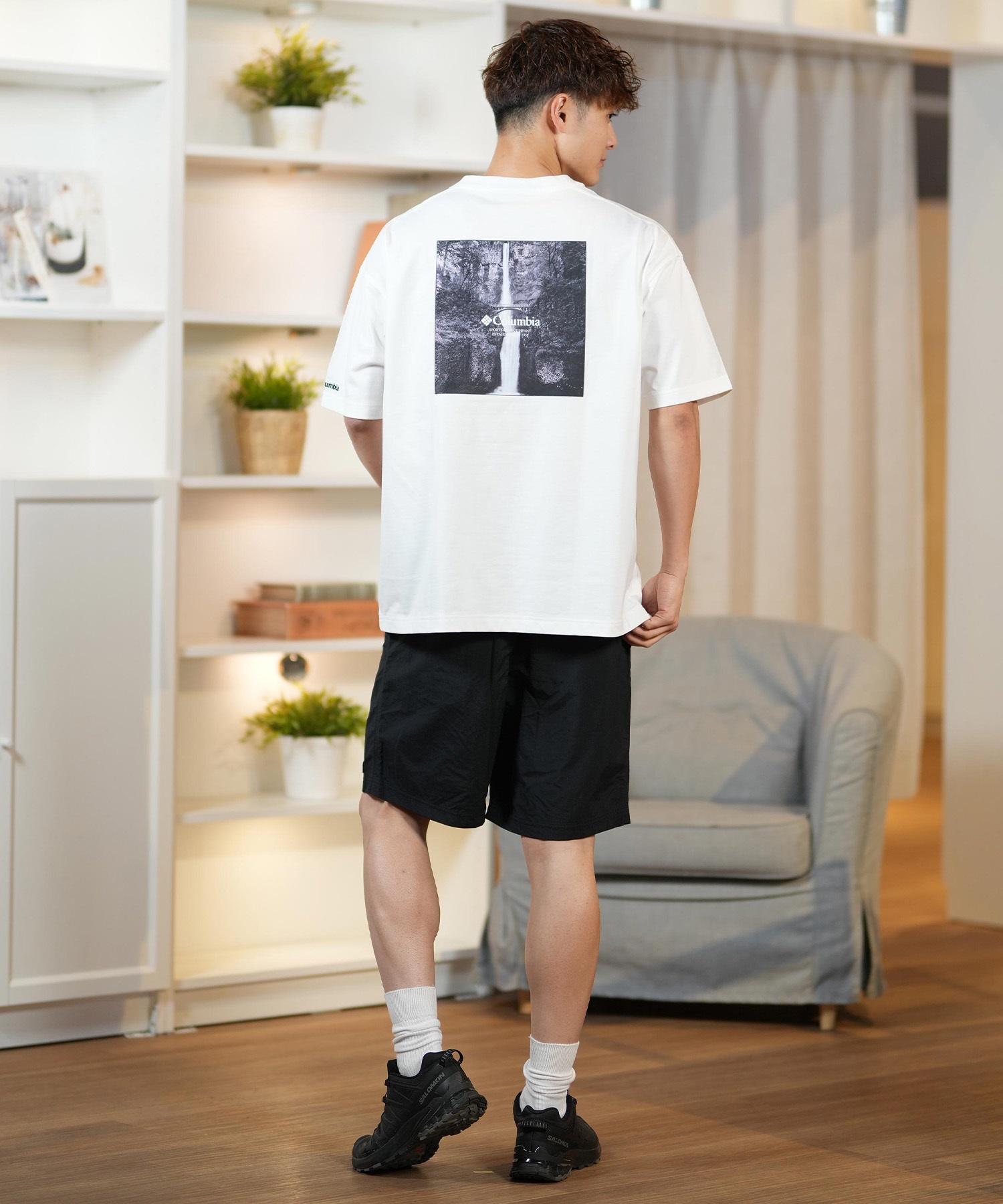 Columbia コロンビア 半袖 Tシャツ メンズ オーバーサイズTシャツ UVケア バックプリント PM4502 ムラサキスポーツ限定(100-S)