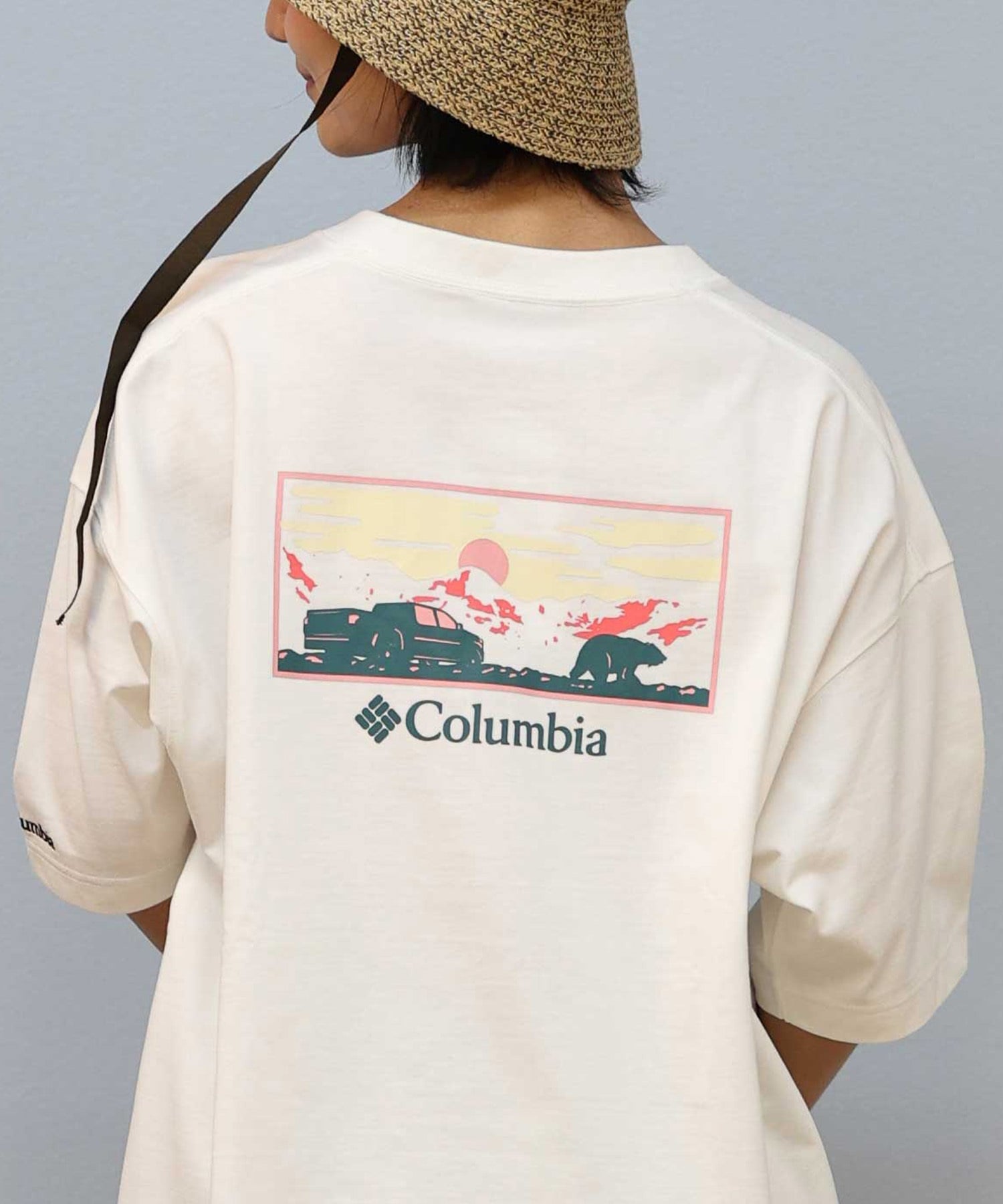 Columbia コロンビア 半袖 Tシャツ レディース バックプリント ロゴ オーバーサイズ UVカット PM4502-LADY ムラサキスポーツ限定(102-S)