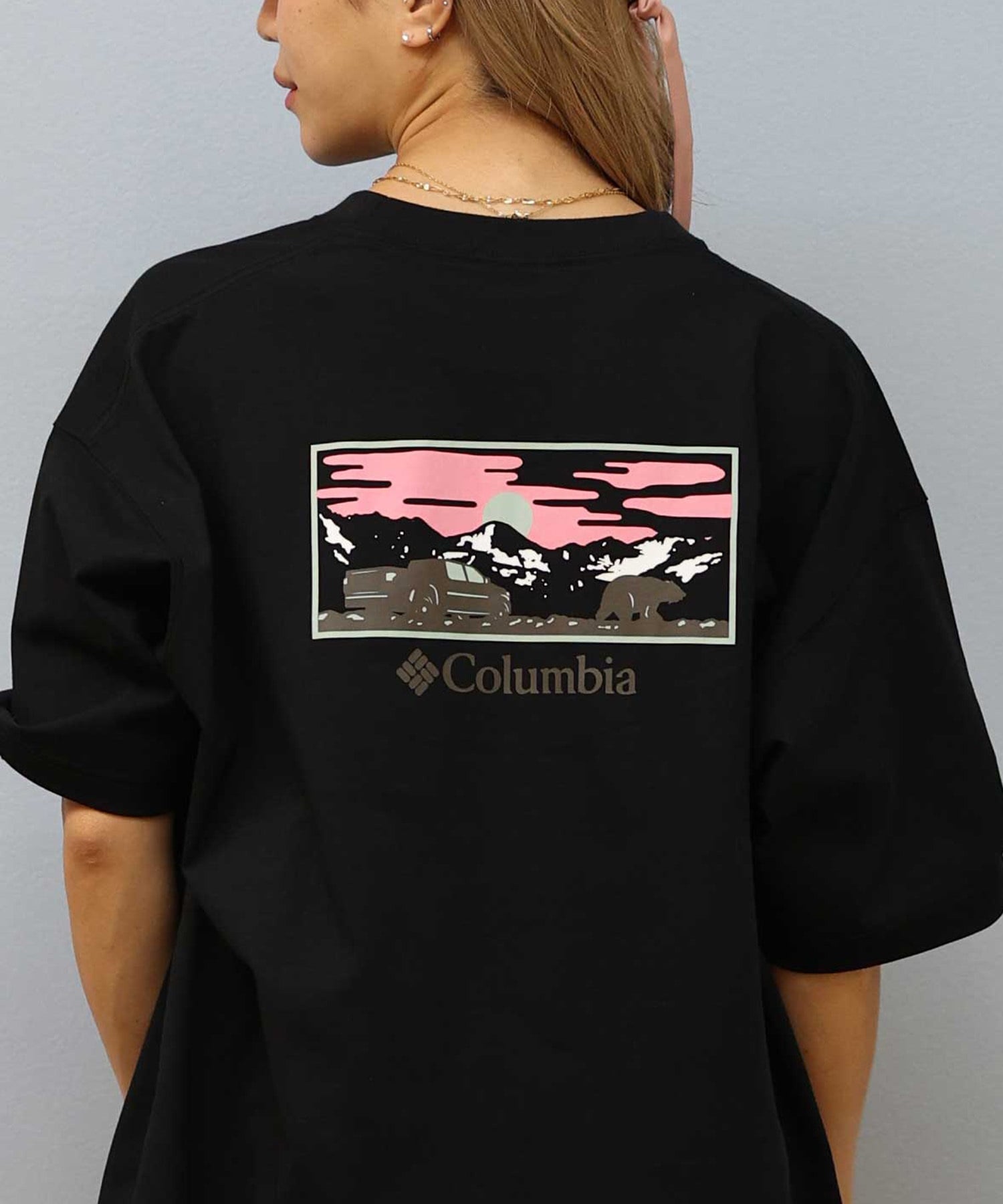 Columbia コロンビア 半袖 Tシャツ レディース バックプリント ロゴ オーバーサイズ UVカット PM4502-LADY ムラサキスポーツ限定(102-S)