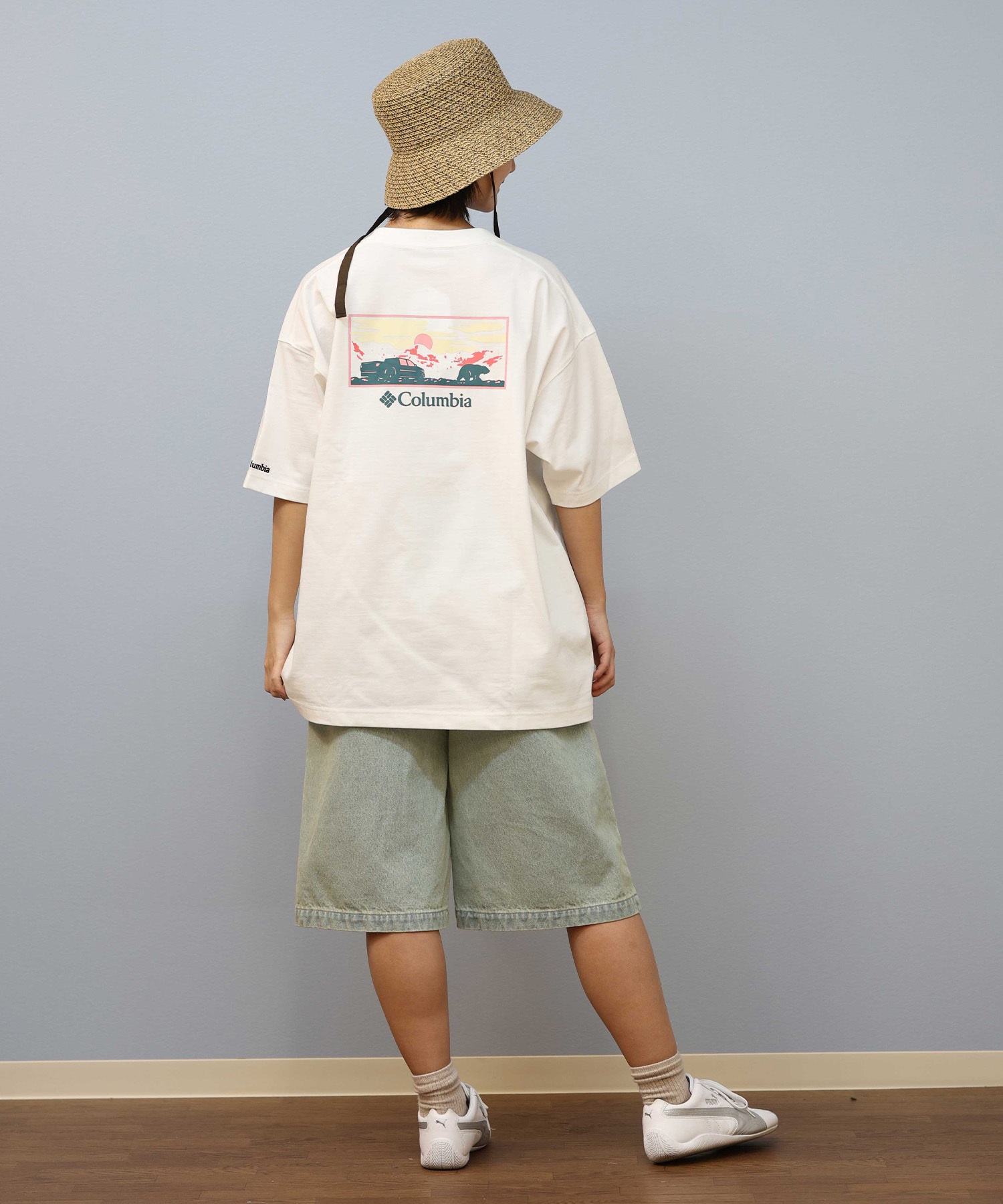 Columbia コロンビア 半袖 Tシャツ レディース バックプリント ロゴ オーバーサイズ UVカット PM4502-LADY ムラサキスポーツ限定(102-S)