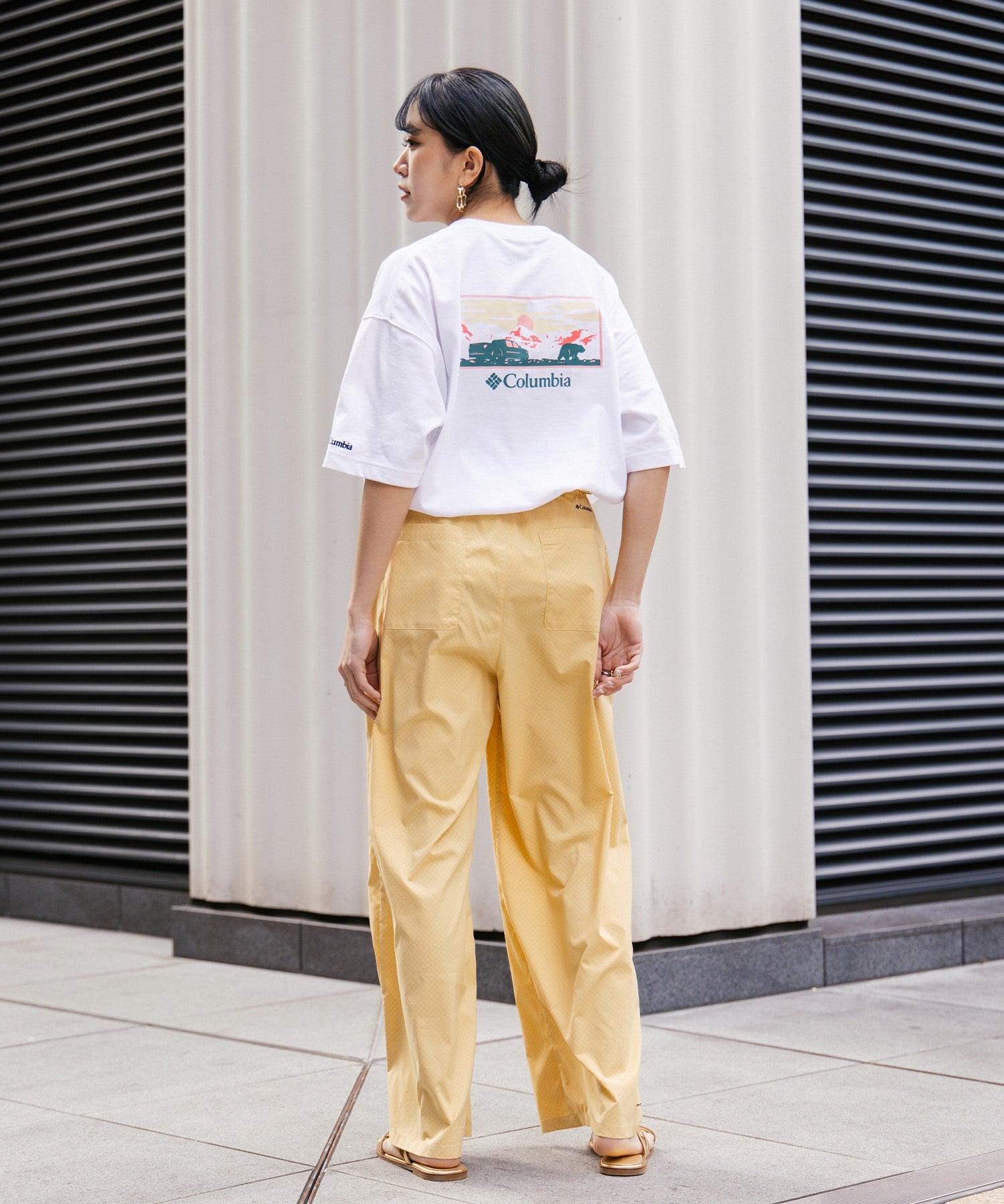 Columbia コロンビア 半袖 Tシャツ レディース バックプリント ロゴ オーバーサイズ UVカット PM4502-LADY ムラサキスポーツ限定(102-S)