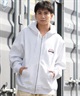 THRASHER スラッシャー ジップアップ パーカー メンズ スウェット フーディー ロゴ ワンポイント 裏起毛 254TH1PK065(WHT-M)