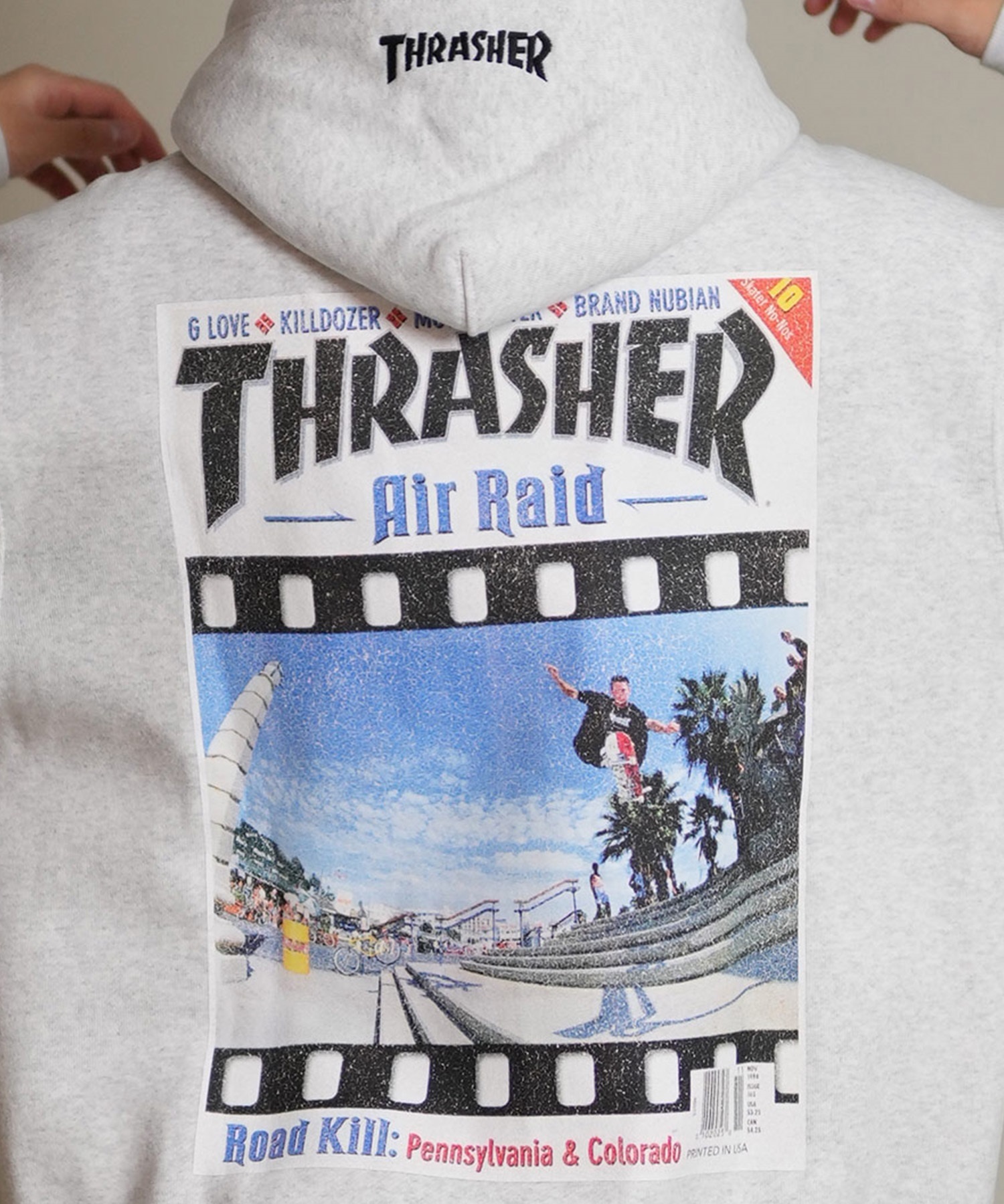 THRASHER スラッシャー プルオーバー パーカー メンズ スウェット フーディー バックプリント 裏起毛 254TH1PK066(WHT-M)