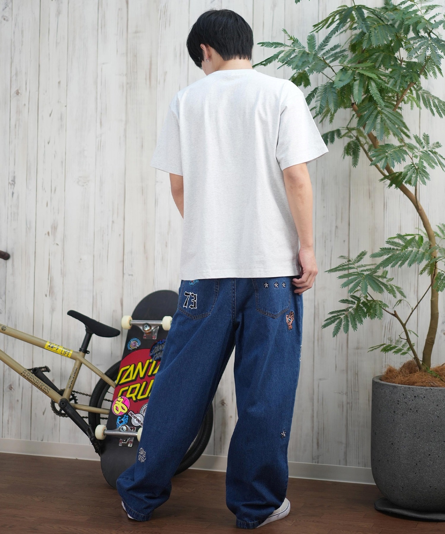 THRASHER スラッシャー 半袖 Tシャツ メンズ フロント刺繍 オーバーサイズ 252TH1ST040 ムラサキスポーツ限定(WHT-S)