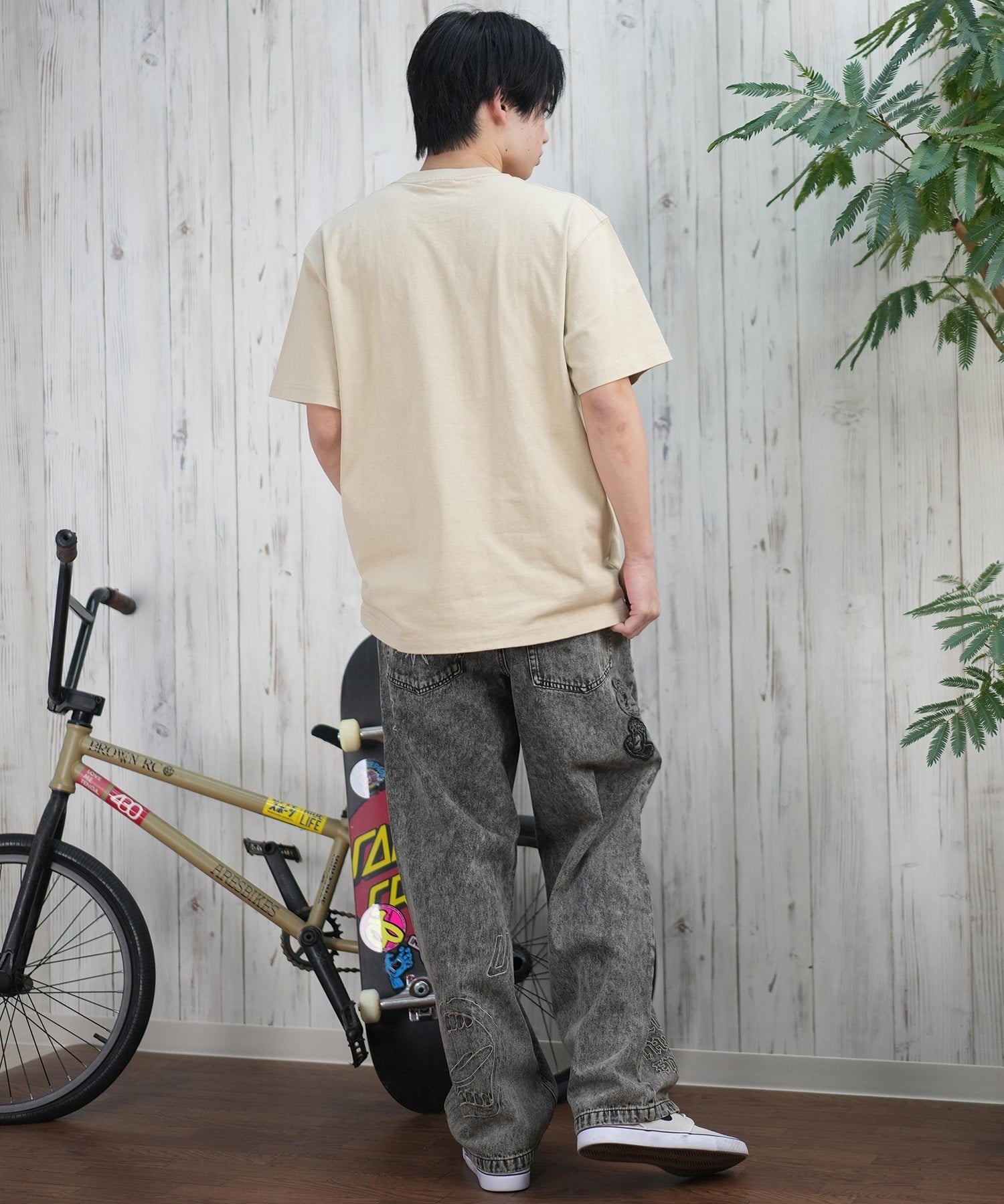 THRASHER スラッシャー 半袖 Tシャツ メンズ フロント刺繍 オーバーサイズ 252TH1ST040 ムラサキスポーツ限定(WHT-S)