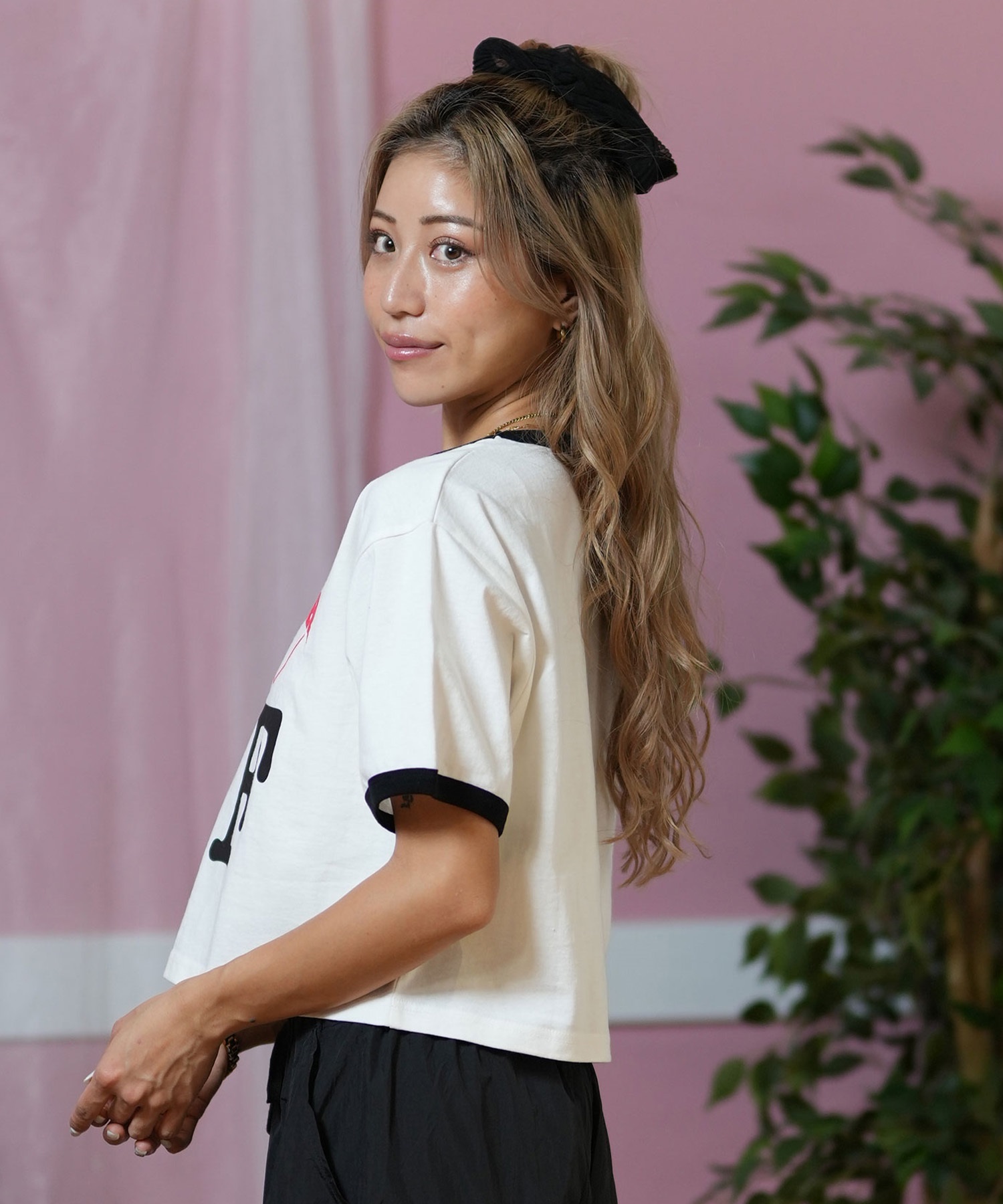 THRASHER スラッシャー 半袖 Tシャツ レディース アイラブTシャツ リンガーシャツ 252TH2ST031(WHT-M)