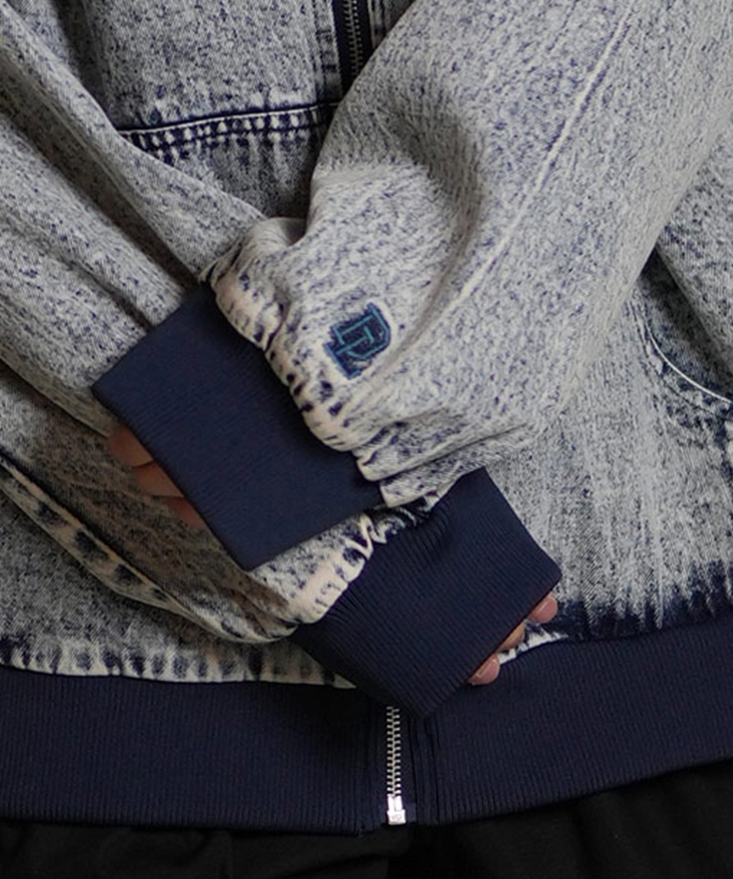 DEAR LAUREL ディアローレル デニム パーカー ジャケット メンズ ジップアップ フーディー ウォッシュ加工 ヴィンテージ風 DENIM PARKA JK D25F-0105(BLK-M)