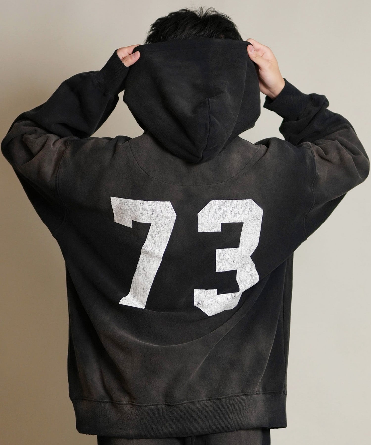 DEAR LAUREL ディアローレル プルオーバー パーカー メンズ 古着風 ヴィンテージ加工 D25F-1202 ムラサキスポーツ限定(BLK-M)