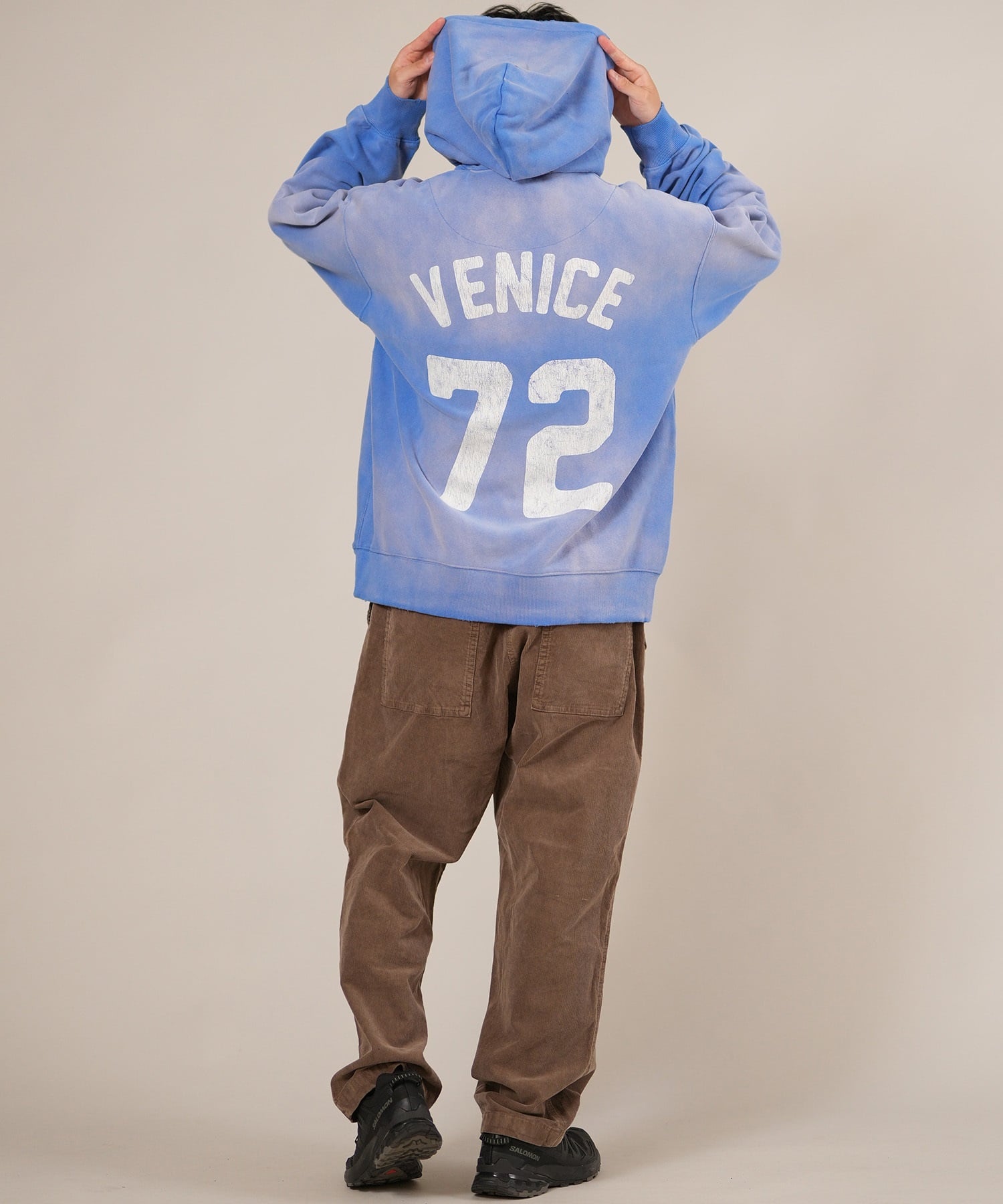 DEAR LAUREL ディアローレル プルオーバー パーカー メンズ 古着風 ヴィンテージ加工 D25F-1202 ムラサキスポーツ限定(BLK-M)